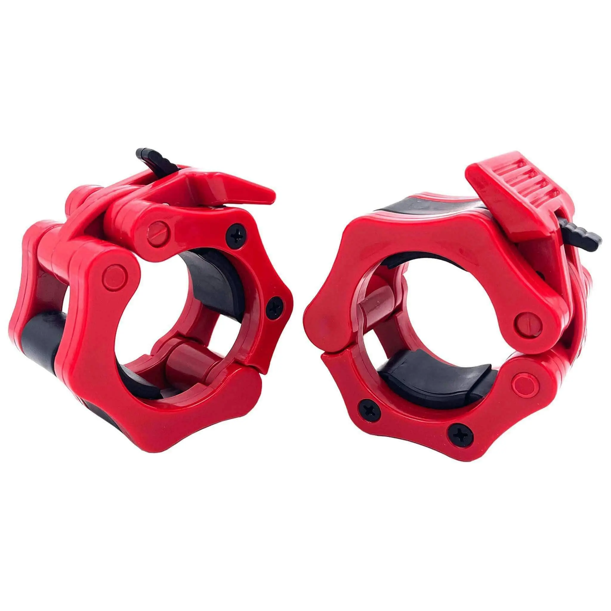 50mm Olympic Size Nylon Clamp Quick Lock Collars - Red Pair