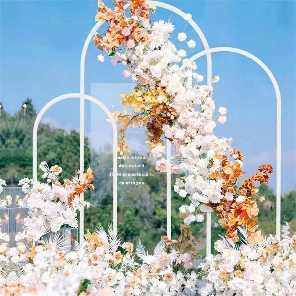 Fin 3X Wedding Arch Backdrop Stand White Metal Balloon Frame Garden Floral Arch Deco - Religious & Ceremonial