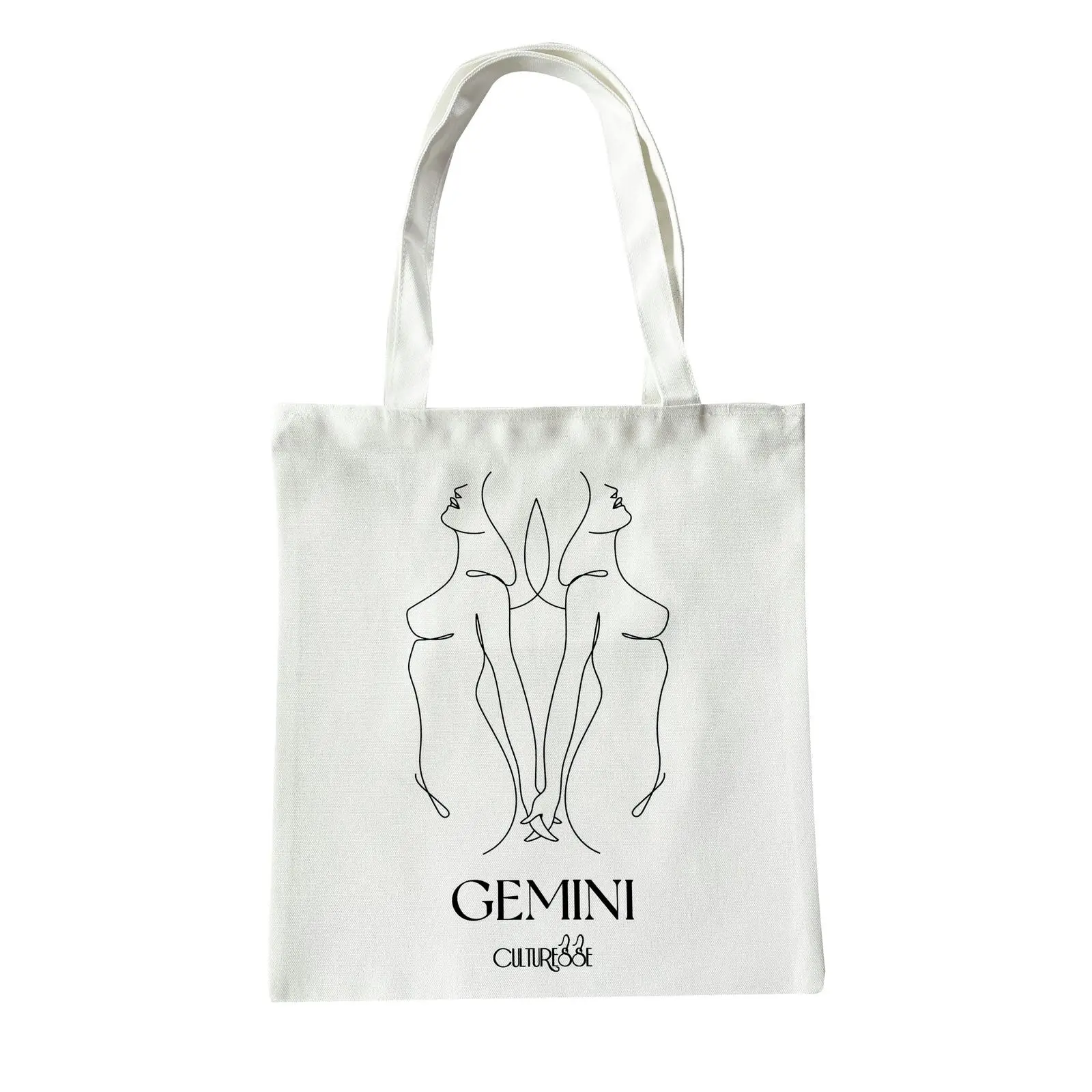Culturesse She Is Gemini Eco Zodiac 38cm Muse Tote Bag Women's Handbag White - Fashion