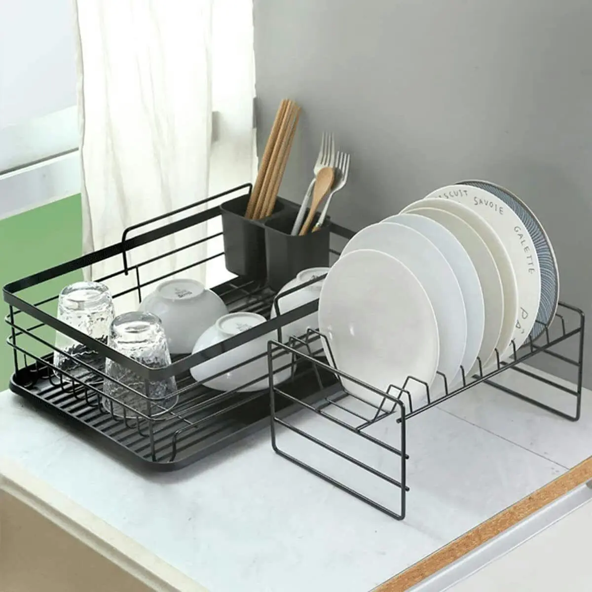 Anti-Rust 2-Tier Dish Drainer with Drain Board