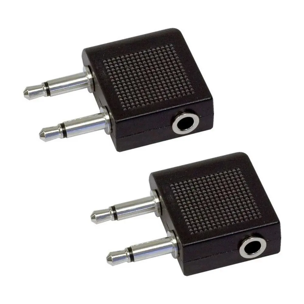 2x Aeroplane Airplane/Plane Travel Adapter 3.5mm Jack Audio Headphones Earphone - Electronics