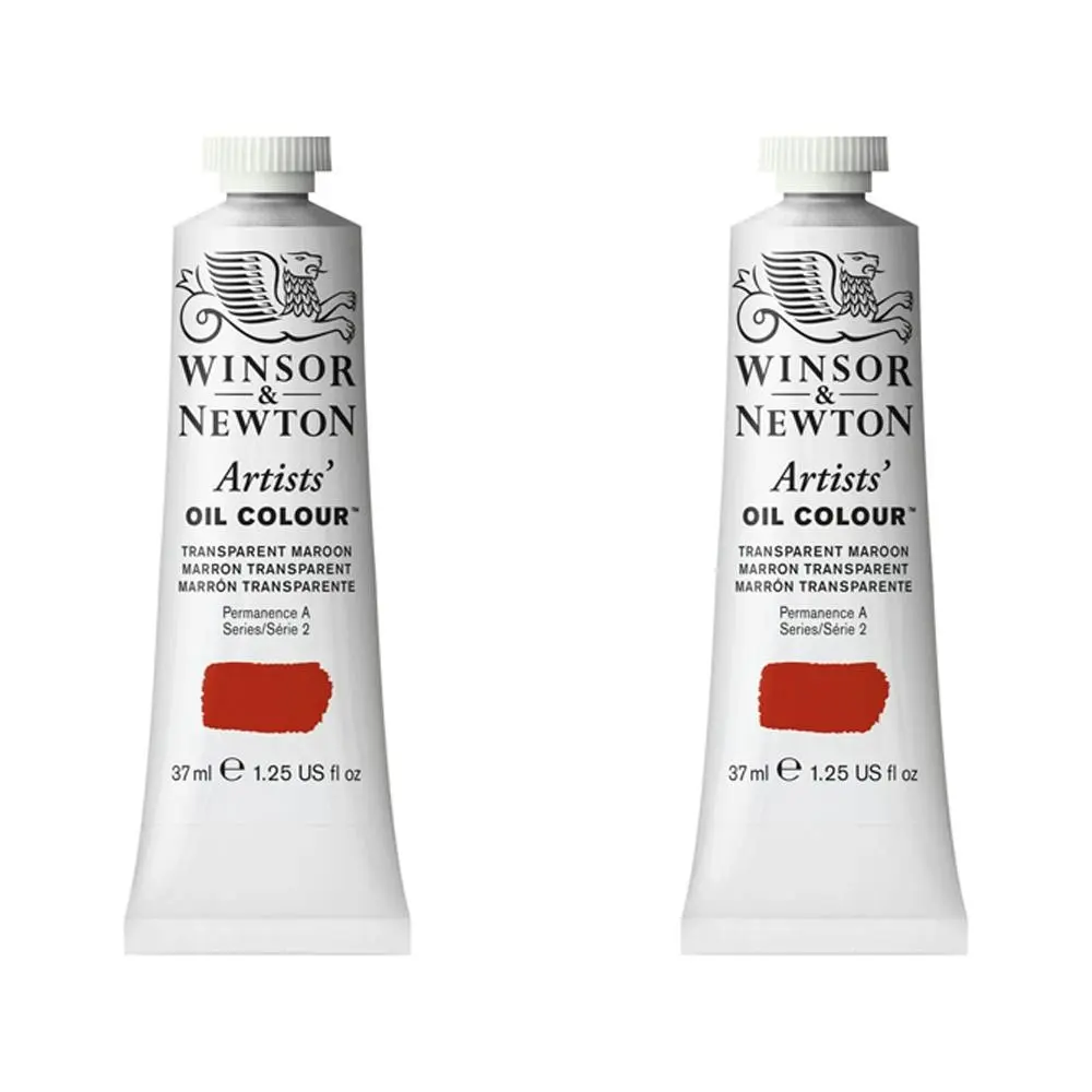 2x Winsor & Newton Artists Oil Colour 37ml Paint Tube Transparent Maroon S2 - Hobbies