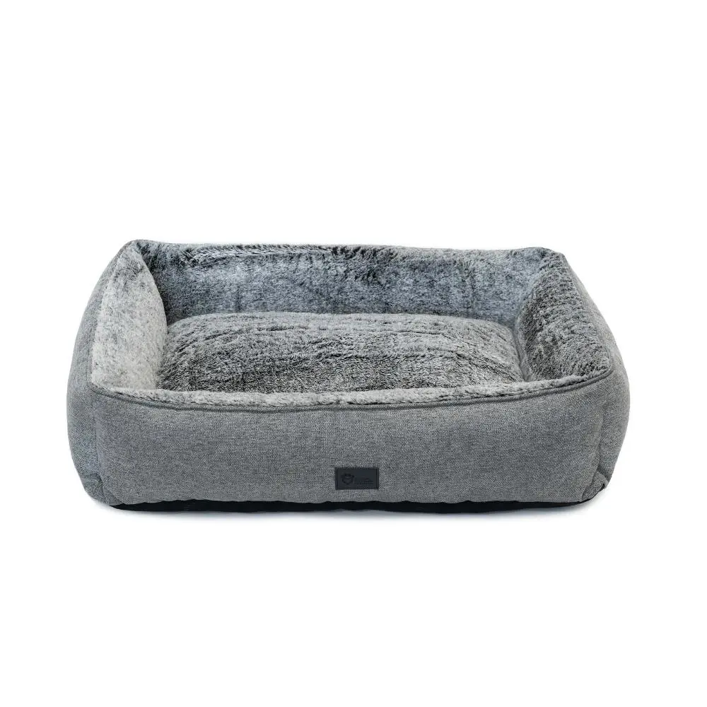 Superior Pet Goods Dog Bed 116cm Lounger Artic Faux Fur Sleep Cushion Large Grey - Pets