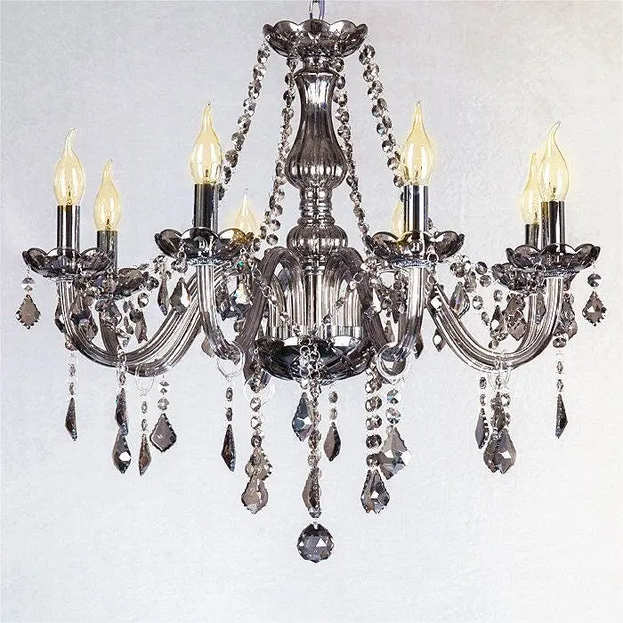 Silver Chandelier with 8 Smoked Glass Heads - Home & Garden