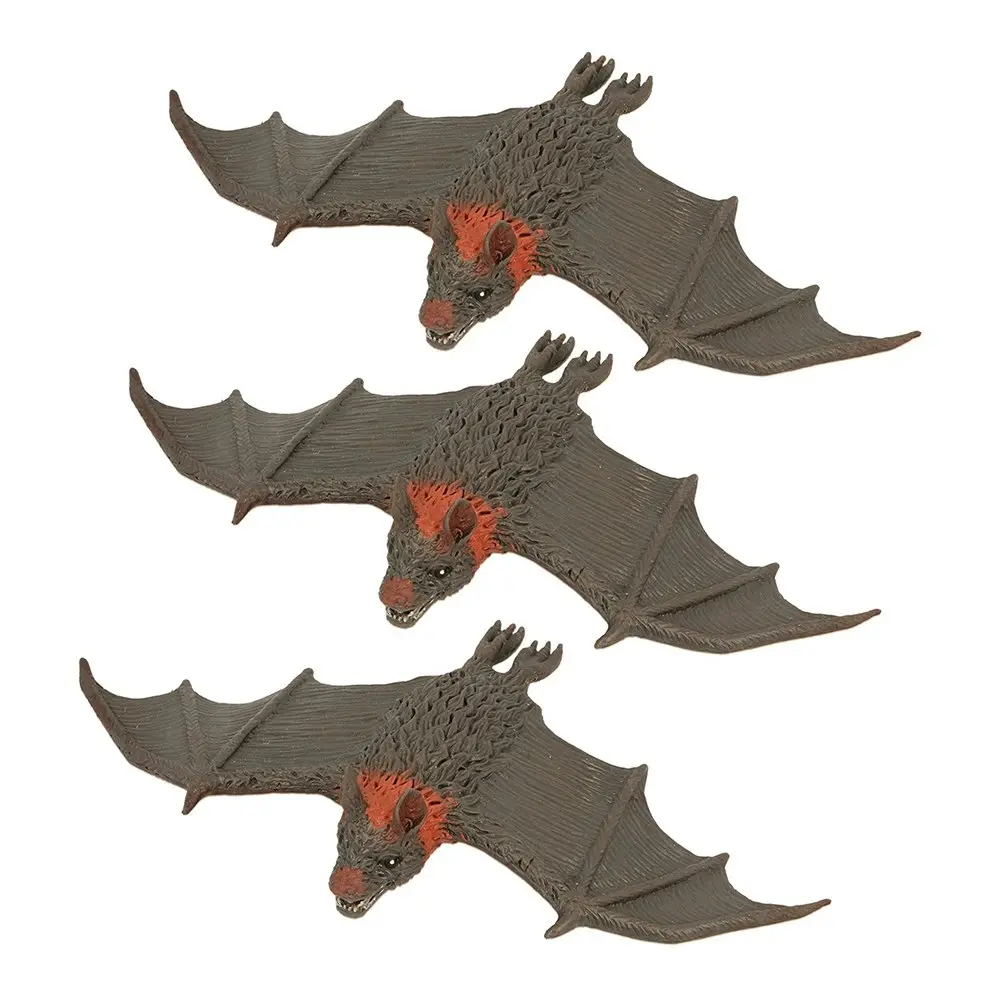 3x Fumfings Animal Stretchy Beanie 20cm Bat Rubber Hand Fun Toys 3y+ Child Grey - Toys & Games