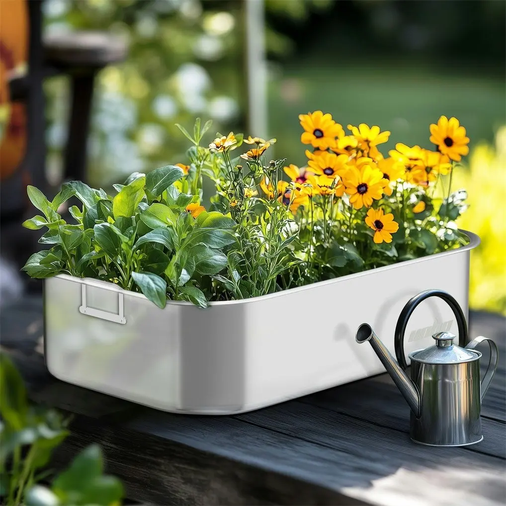 Fin 3Pcs Stainless Steel Raised Garden Bed Metal Deep Planter Vegetables Gardening - Home & Garden