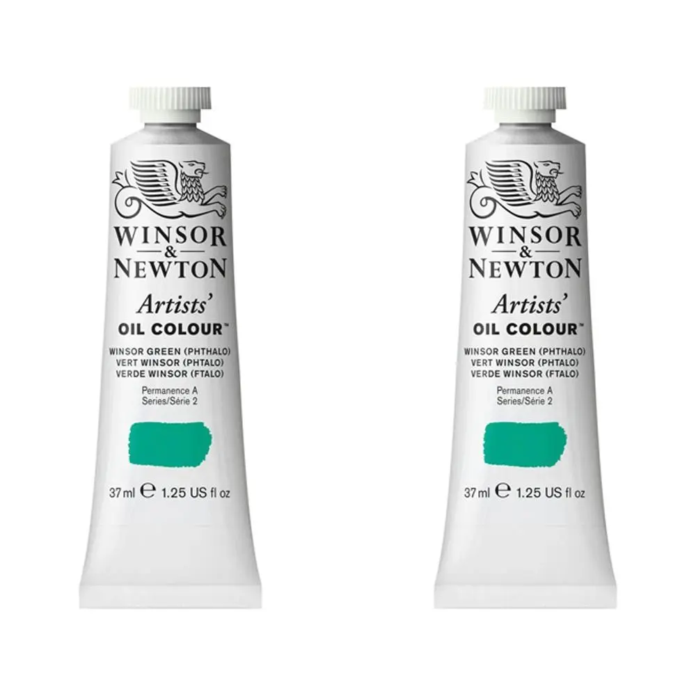2x Winsor & Newton Artists Oil Colour 37ml Art Paint Tube Winsor Green Series 2 - Hobbies