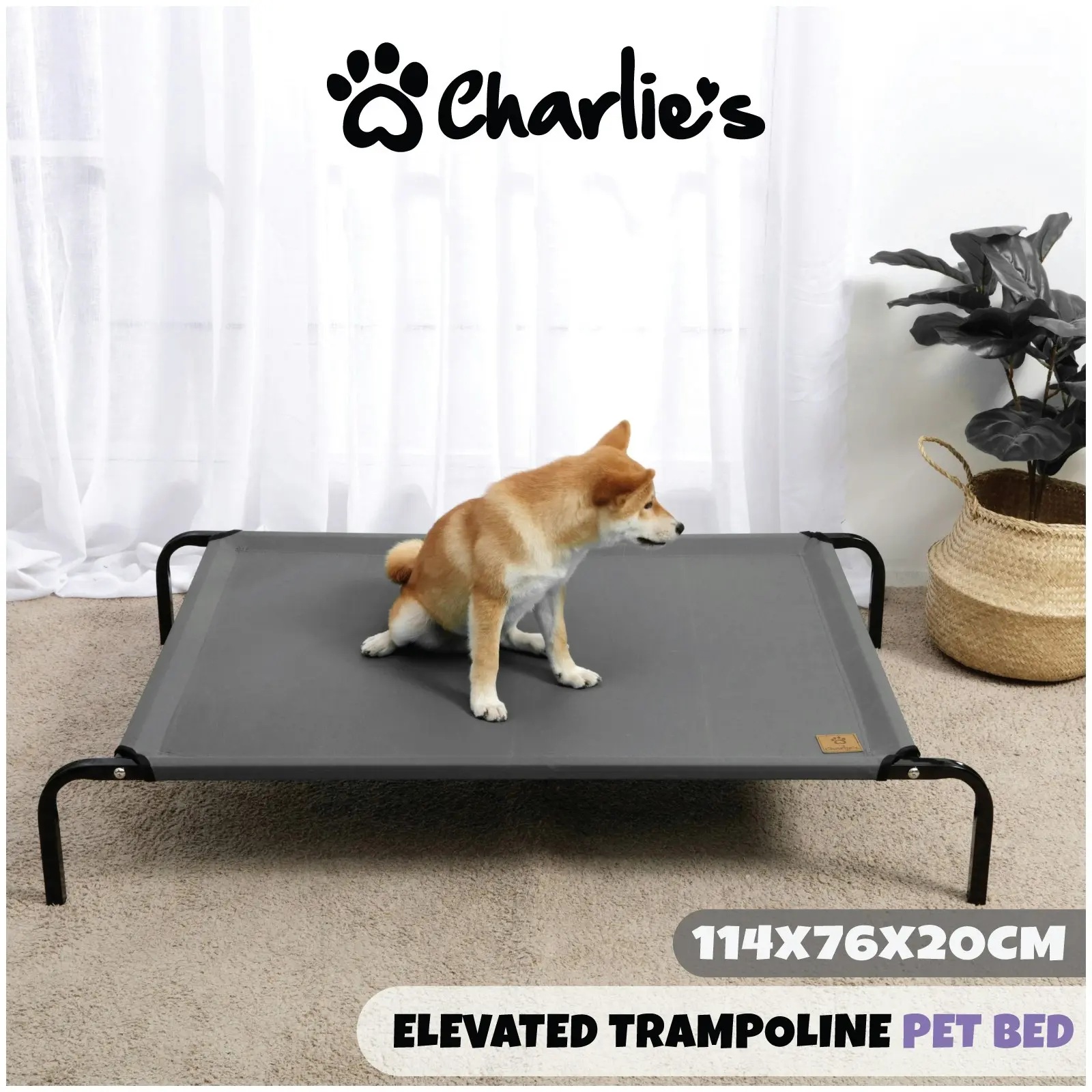 Charlie's Trampoline Hammock Bed Warm Grey Large - Pets