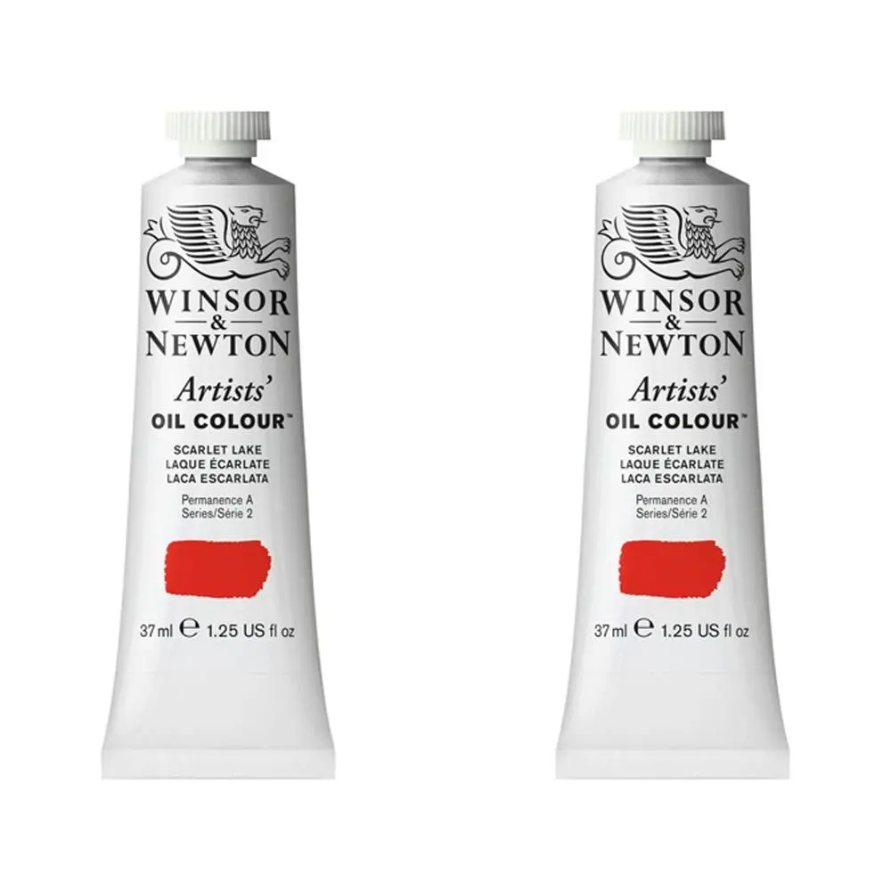 2x Winsor & Newton Artists Oil Colour 37ml Art Paint Tube Scarlet Lake Series 2 - Hobbies