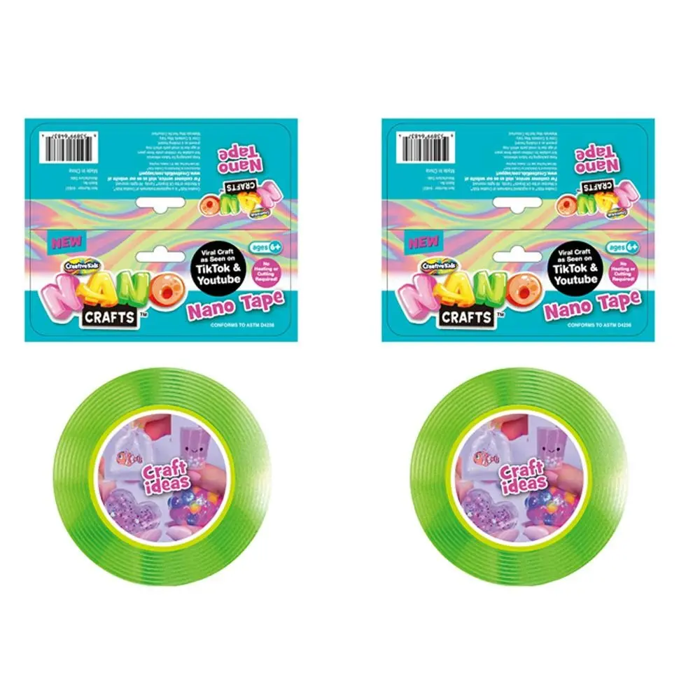 2x Nano Crafts Art Adhesive Tape Kids/Children Imaginative Fun Play Toy 5+ Green - Hobbies