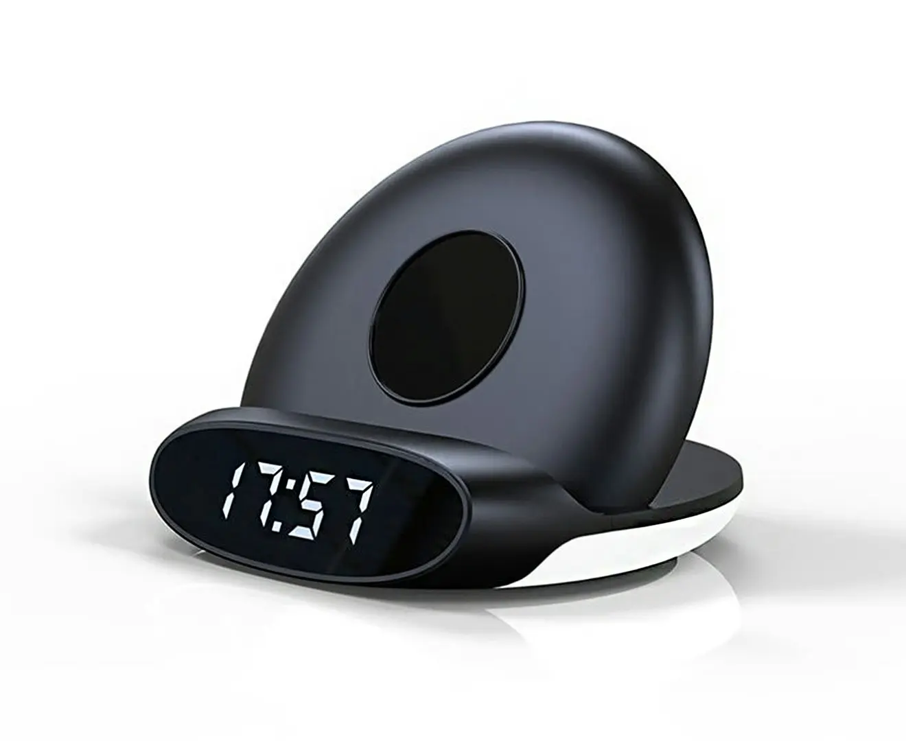 10W 3 in 1 Wireless Charger Stand with Alarm Clock-Black