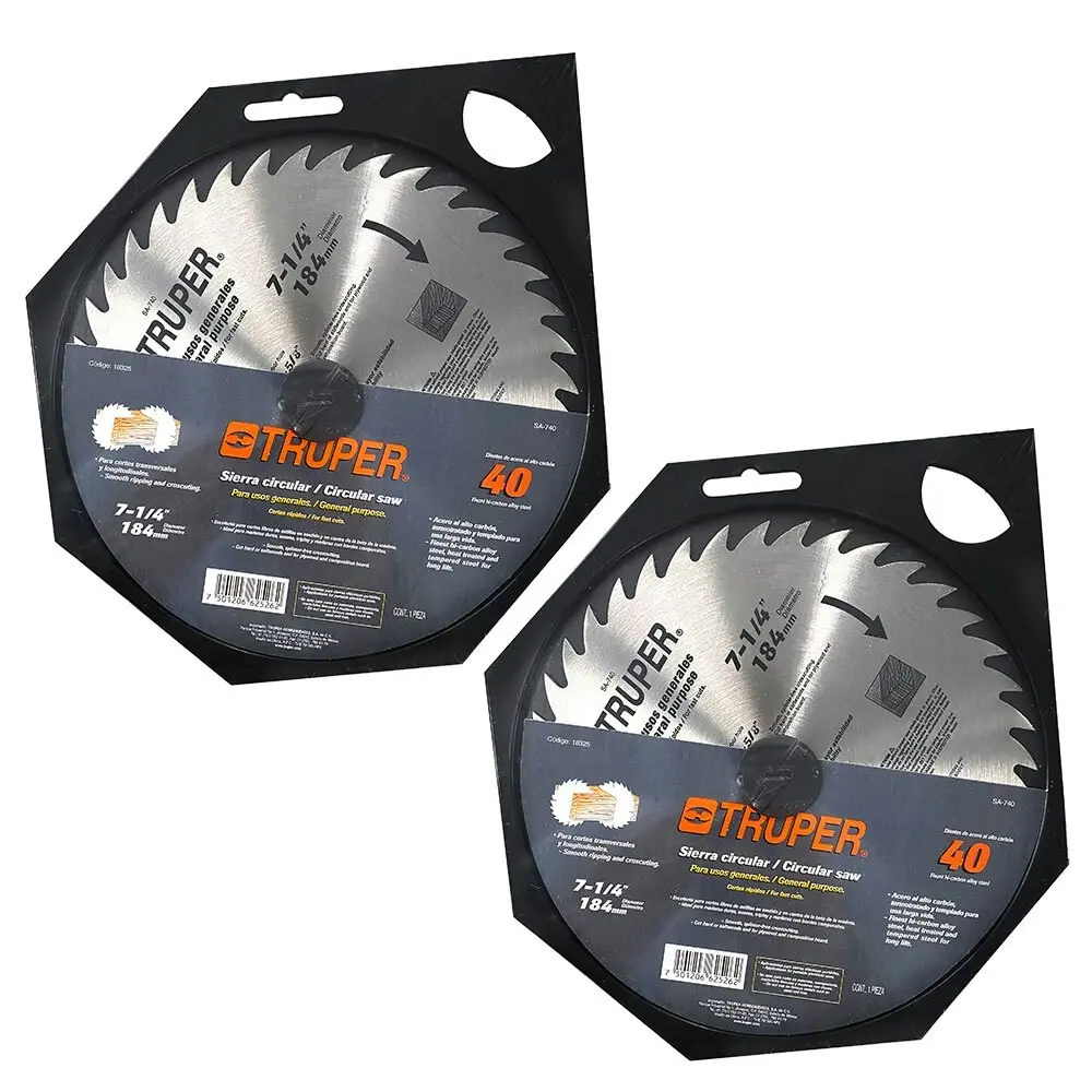 2x Circular Saw 184mm 40 Teeth Steel Blade For Hardwood/Softwood/Plywood Silver - Hardware