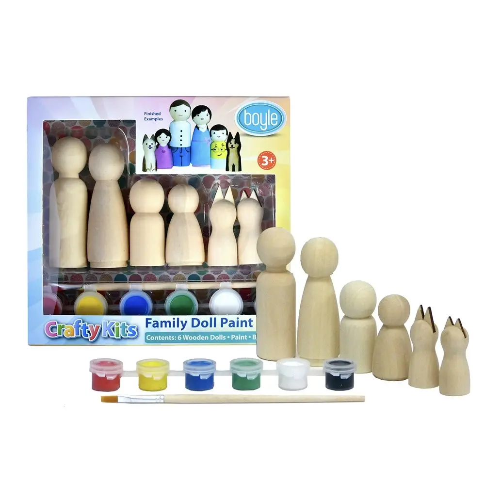 Boyle Wooden Doll Family DIY Craft Kids/Children Creativity Play Brush Paint Kit - Hobbies