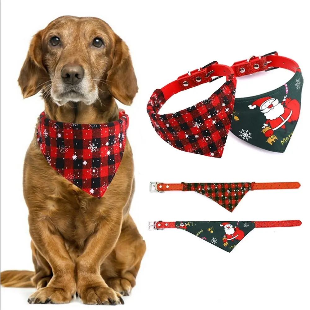 3 Pack Adjustable Christmas Pet Dog Puppy Cat Neck Scarf Bandana Collar Neckerchief - Pets