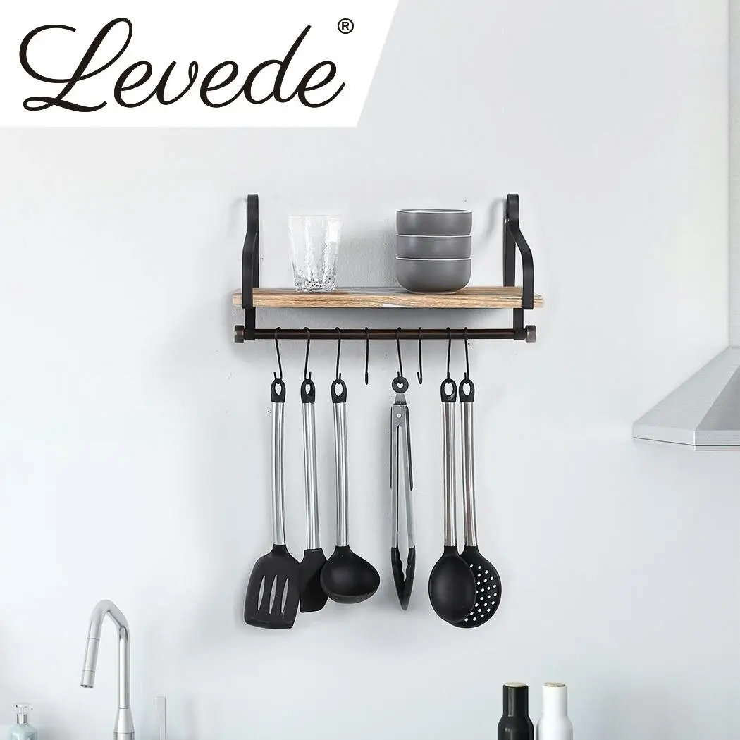 Levede Floating Shelf Brackets Wall Shelves Mount Display Rack Storage Hook 2Pcs - Furniture
