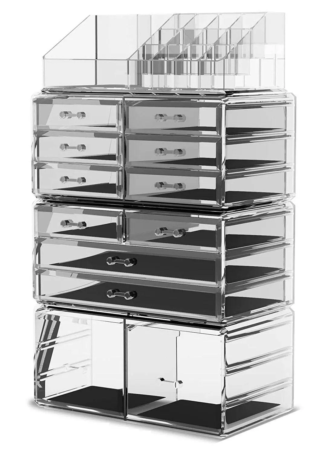Makeup Cosmetic Organizer Storage with 12 Drawers Display Boxes (Clear) - Beauty