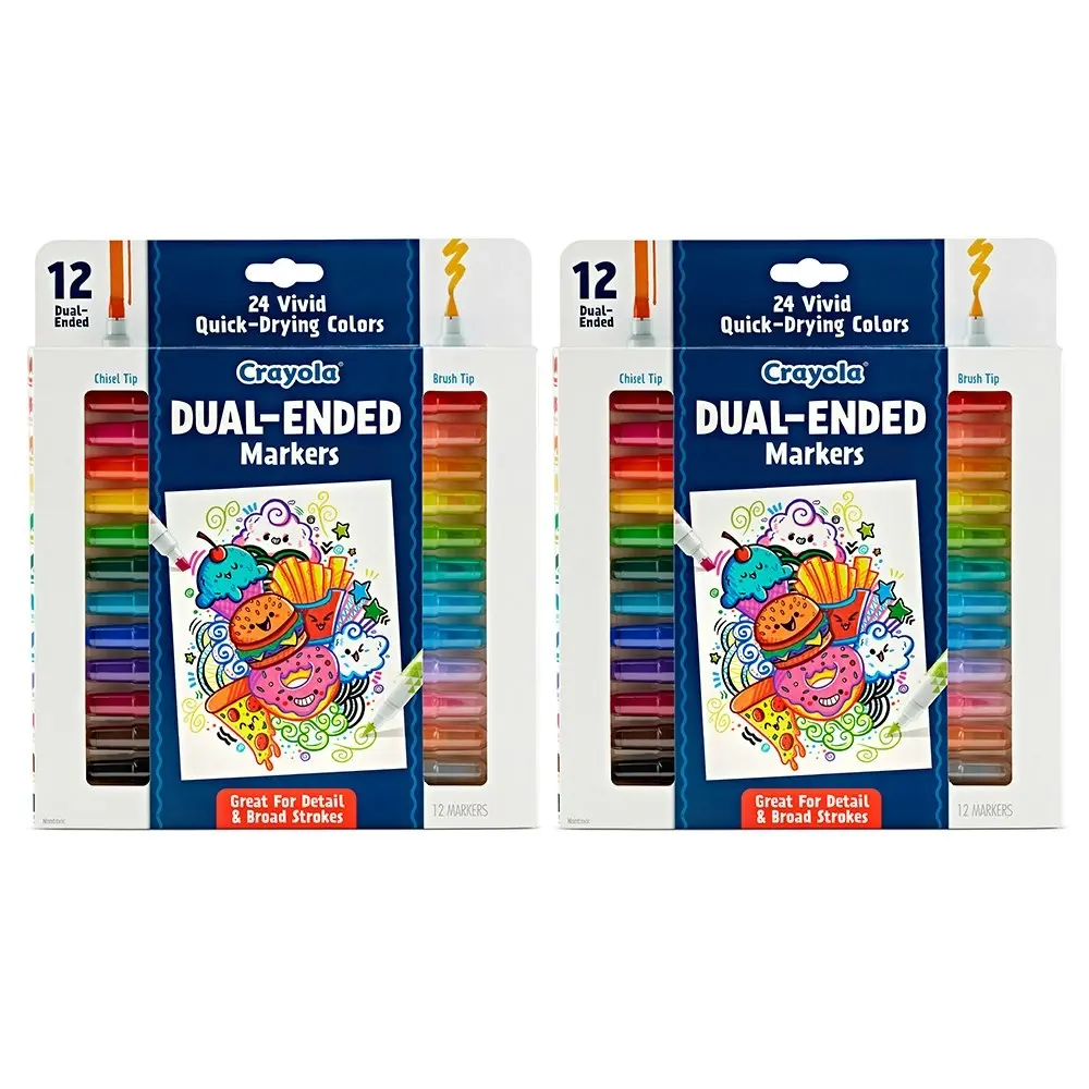 24pc Crayola Kids/Childrens Craft Creative Dual Ended Colouring Markers 96m+ - Hobbies