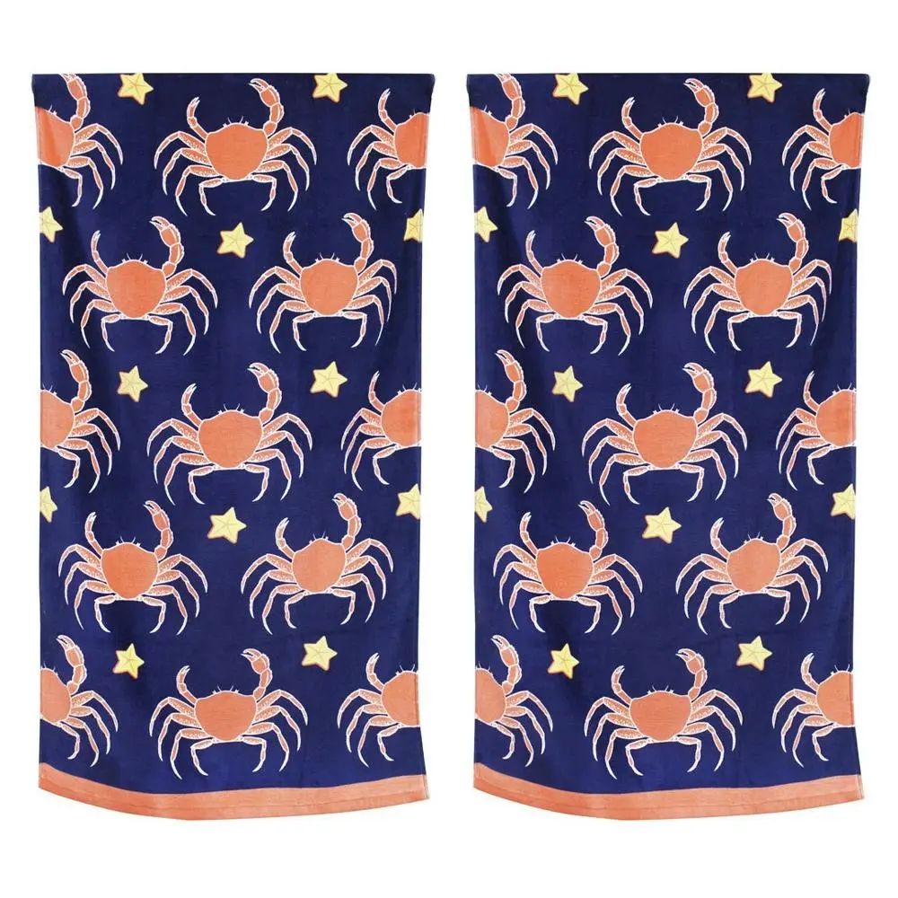2x Onkaparinga Kids 60x120cm Beach/Swimming Pool Towel Absorbent Cotton Crabs - Home & Garden