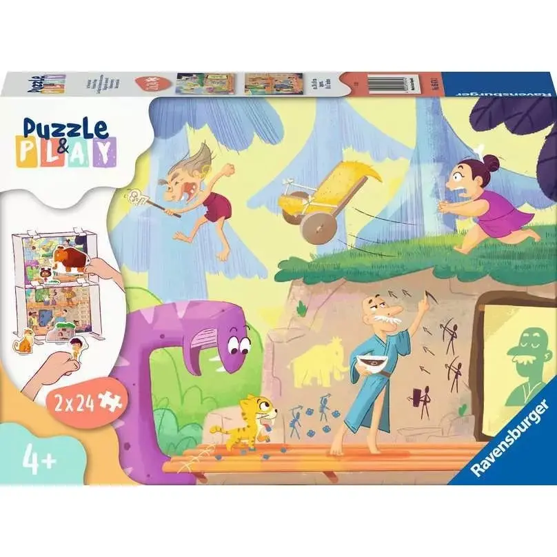 2x24pc Prehistoric People Jigsaw Puzzle - Toys & Games