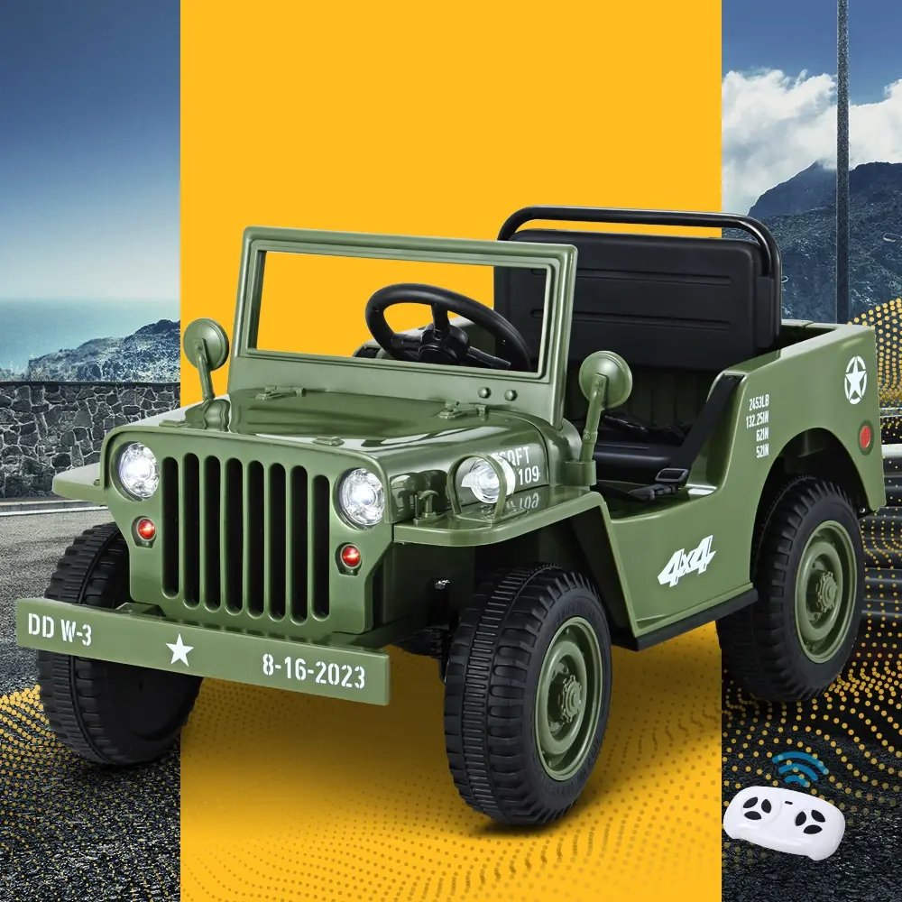 Rigo Kids Electric Ride On Car Off Road Toy Cars Remote 12V Olive - Up to 70% off Toy Sale