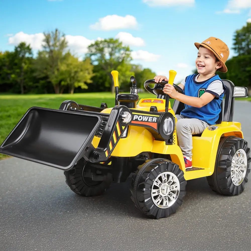 Rigo Kids Electric Ride On Car Bulldozer Digger Loader Remote 6V Yellow - Toys & Games