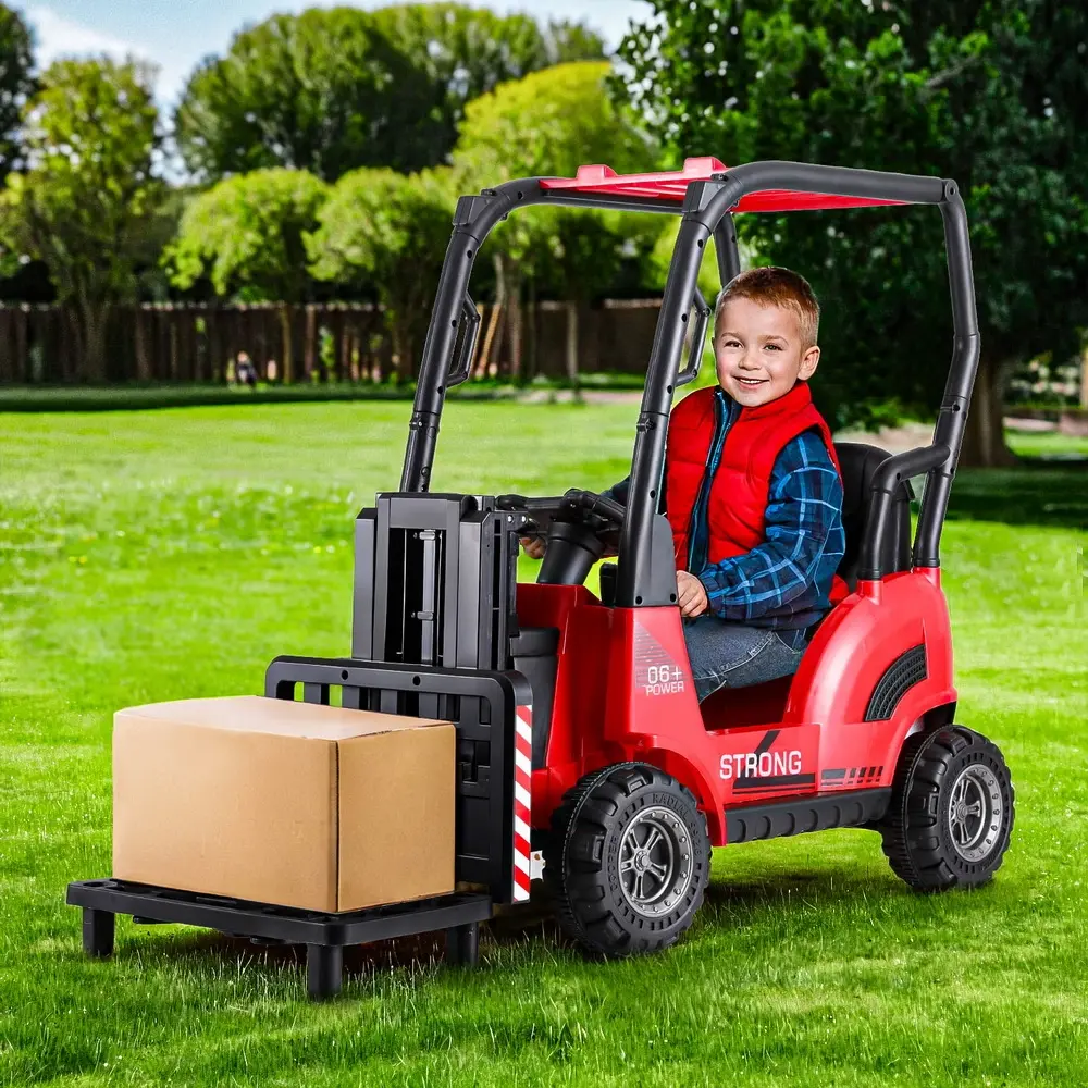 Rigo Kids Electric Ride On Car Forklift Loader Toys Cars Horn Remote 12V Red - Toys & Games