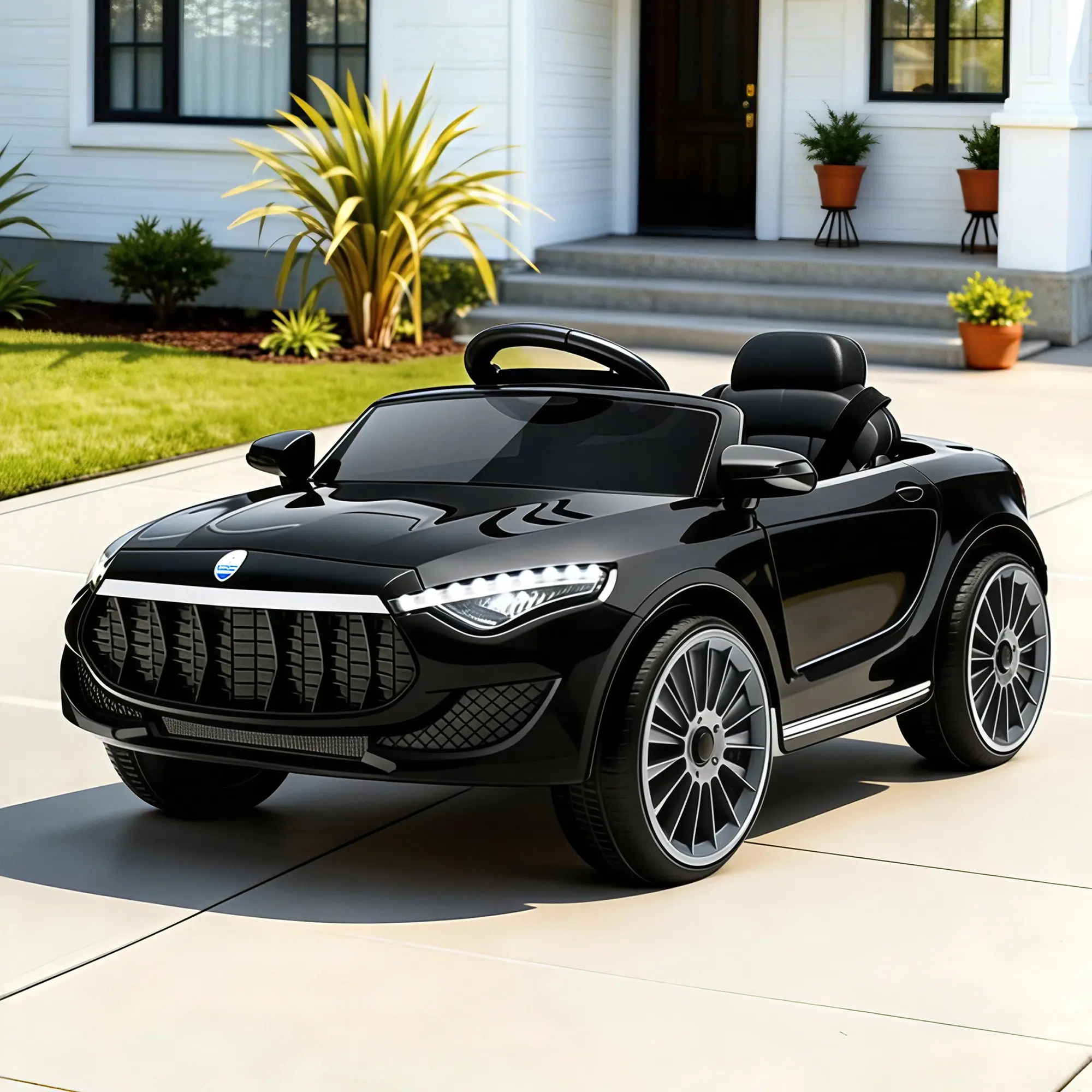 Rigo Kids Electric Ride On Car Toys Cars Horn Music Remote Control 12V Black - Toys & Games
