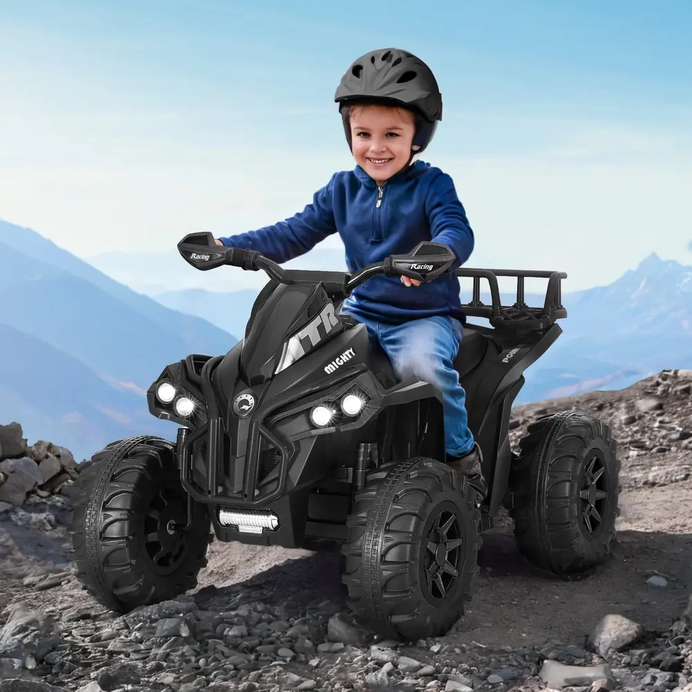 Rigo Kids Ride On Car ATV Quad Motorbike Storage Rack Electric Toys 12V Black - Toys & Games