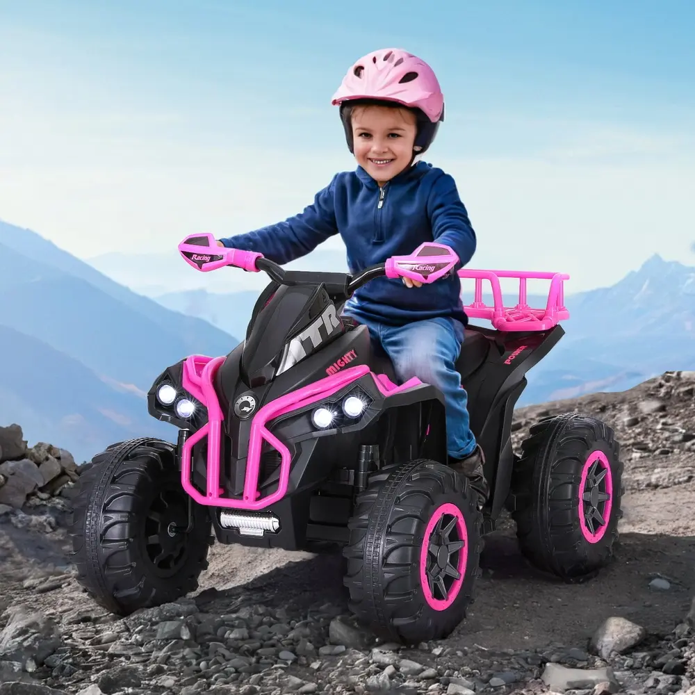 Rigo Kids Ride On Car ATV Quad Motorbike Storage Rack Electric Toys 12V Pink - Toys & Games