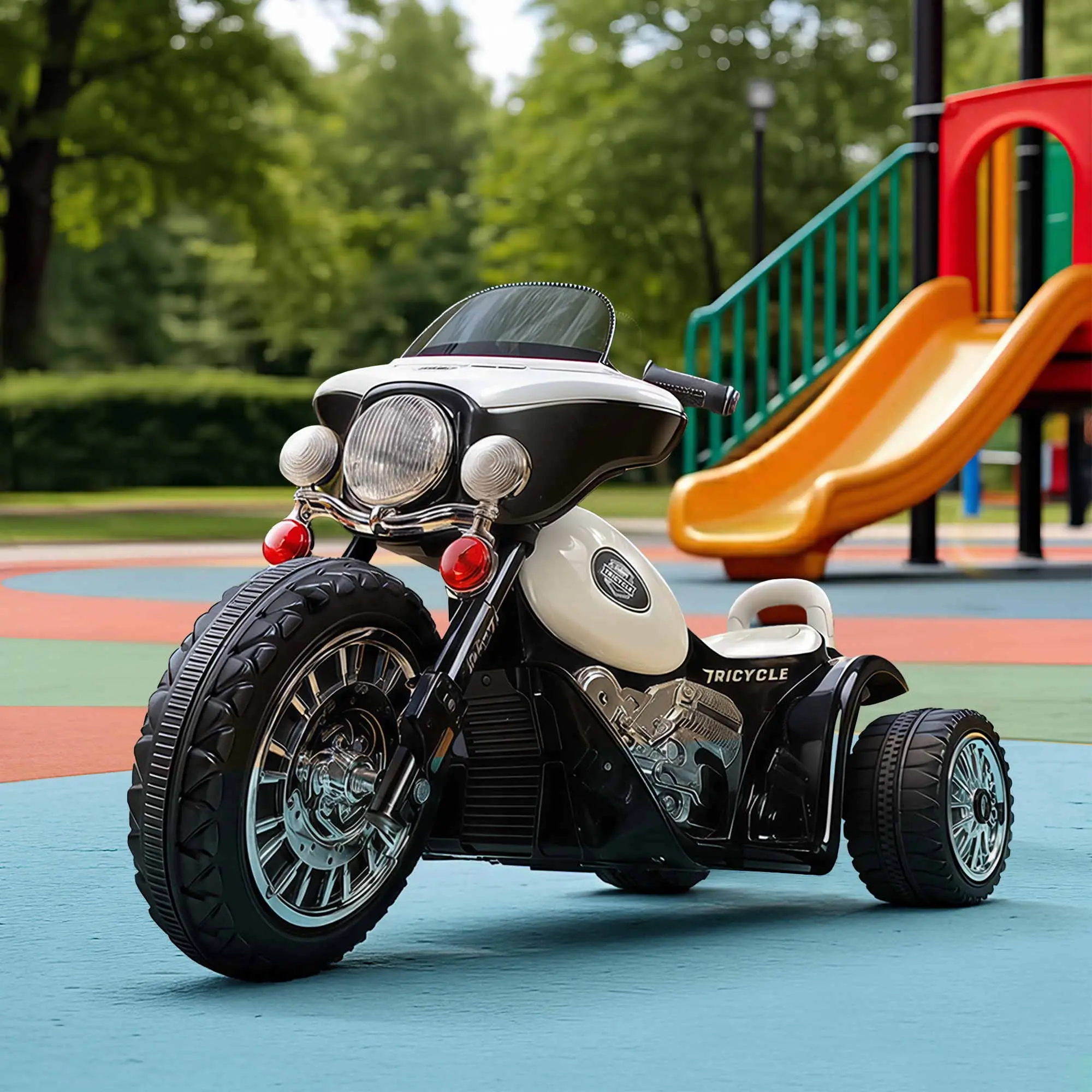 Rigo Kids Electric Ride On Patrol Police Car 6V Black - Toys & Games