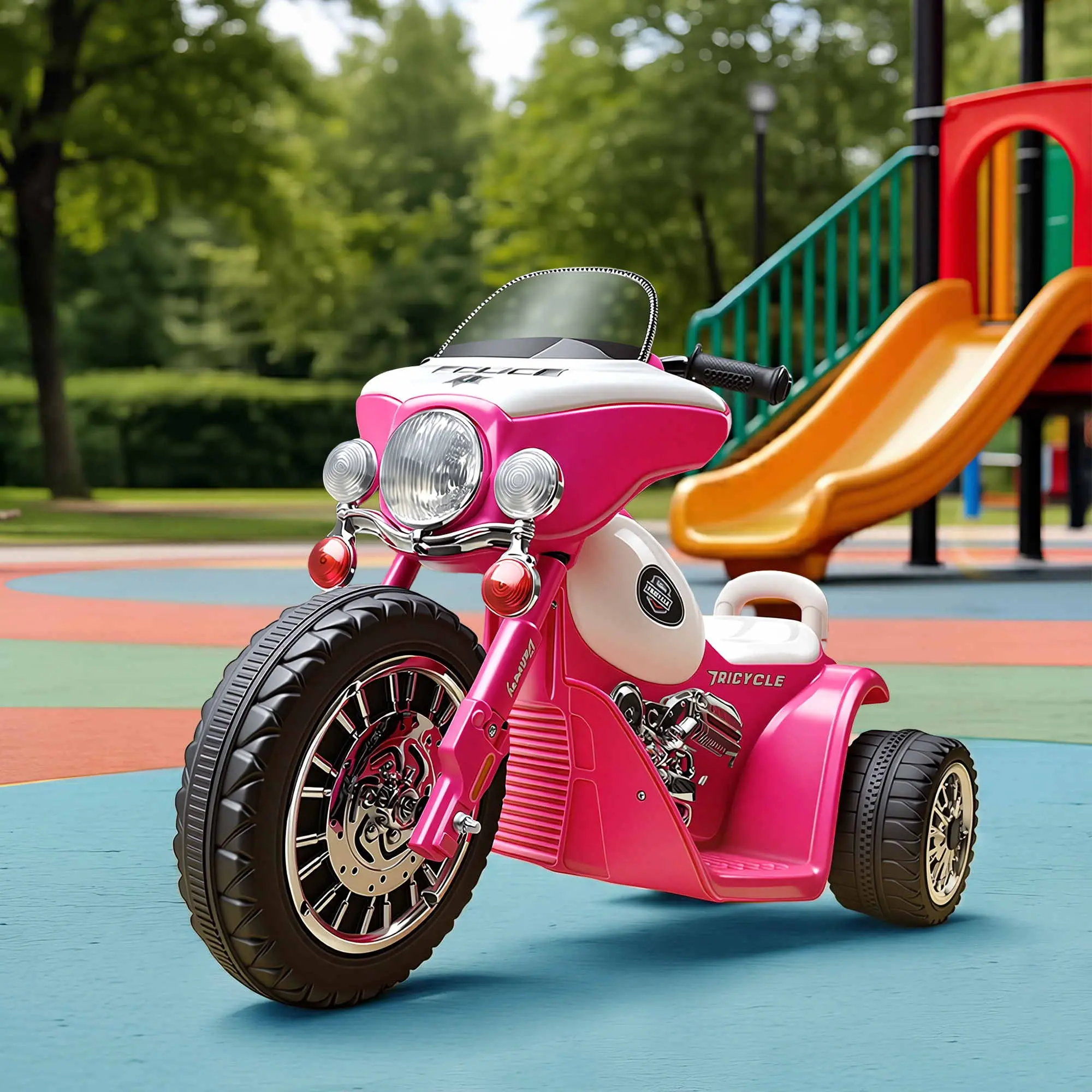 Rigo Kids Electric Ride On Patrol Police Car 6V Pink - Toys & Games