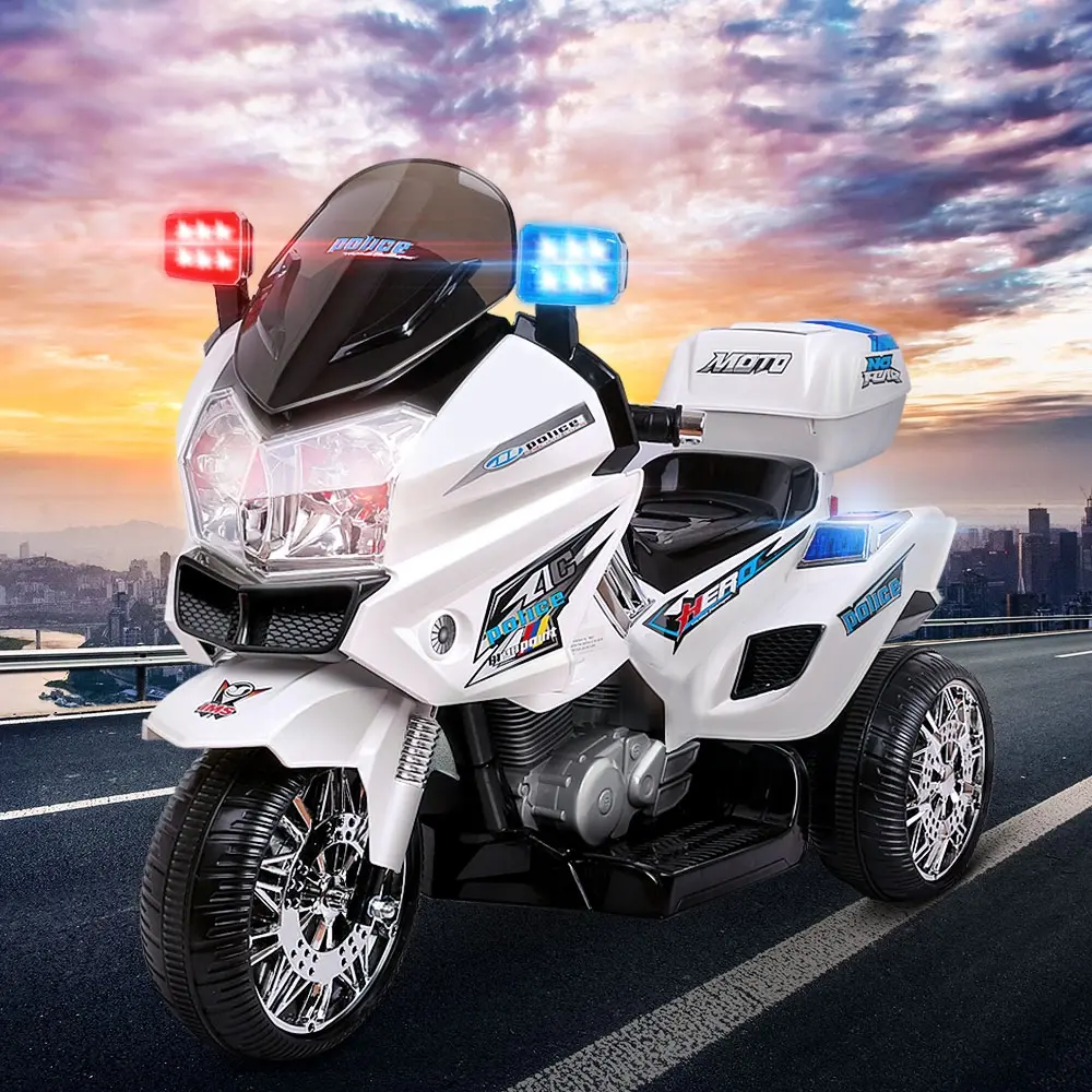 Rigo Kids Electric Ride On Patrol Police Car 6V Battery White - Toys & Games