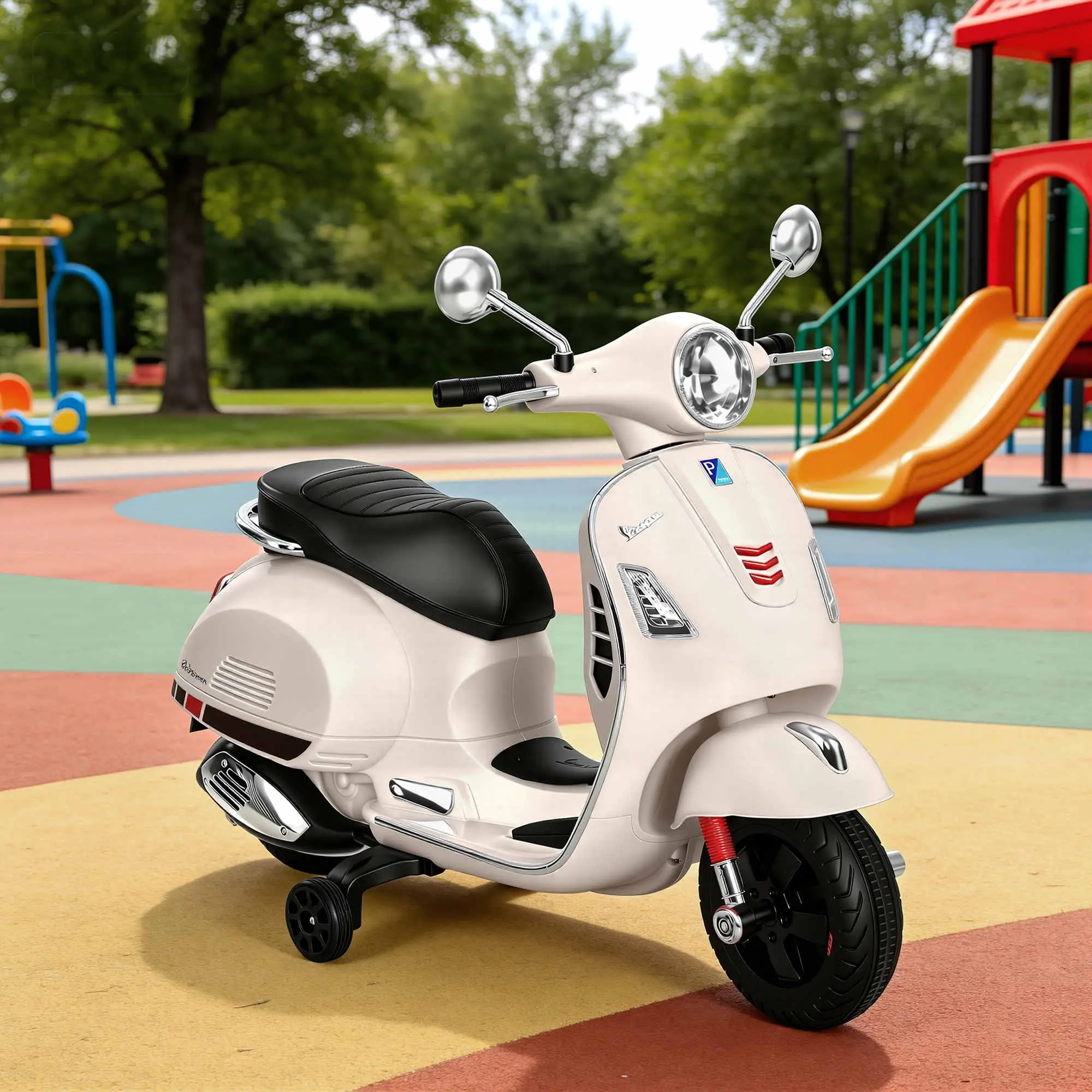 Kids Electric Ride On Car Motorcycle Motorbike Vespa Licensed GTS White - Toys & Games