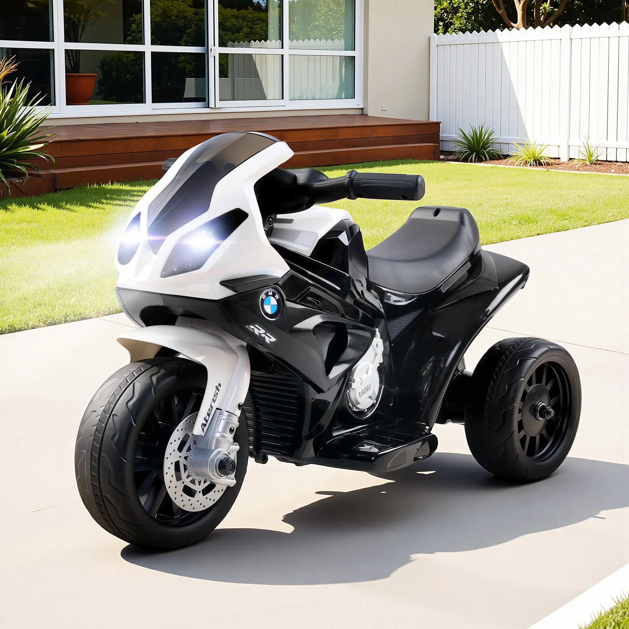 Kids Electric Ride On Car Police Motorcycle Motorbike BMW Licensed S1000RR Black - Toys & Games