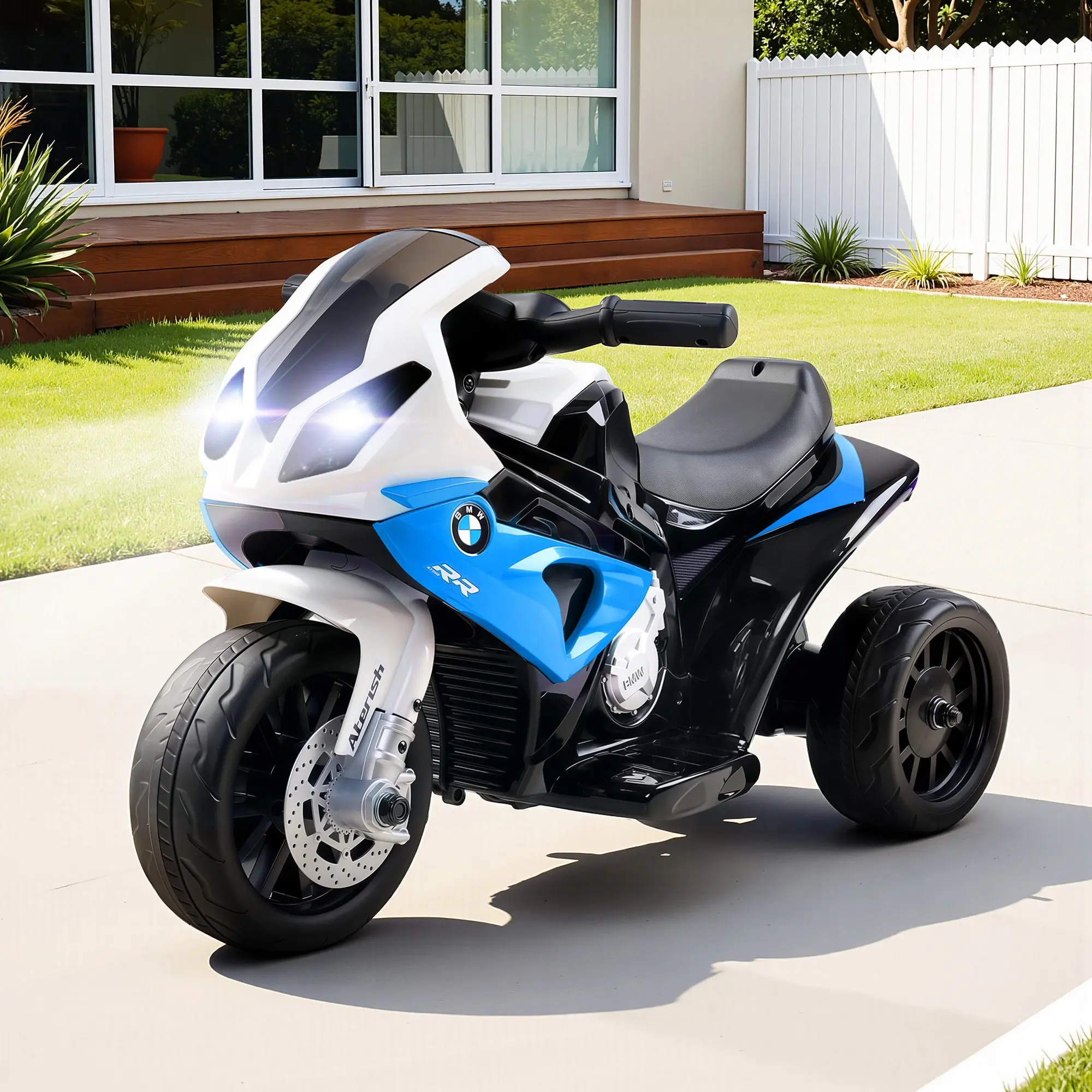 Kids Electric Ride On Car Police Motorcycle Motorbike BMW Licensed S1000RR Blue - Toys & Games
