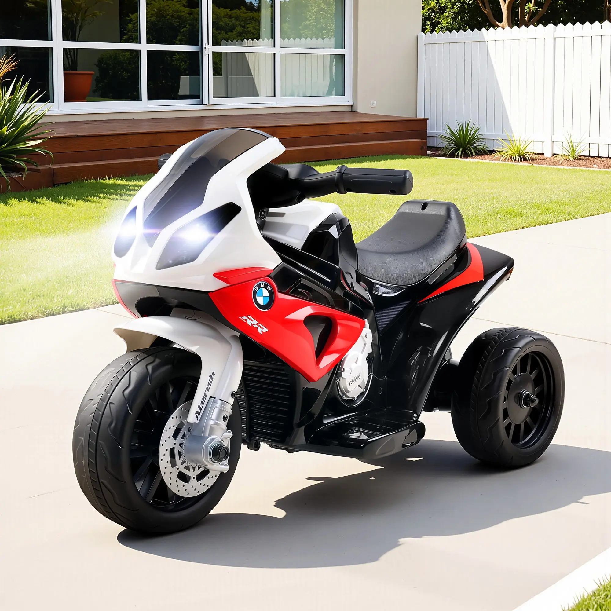 Kids Electric Ride On Car Police Motorcycle Motorbike BMW Licensed S1000RR Red - Toys & Games