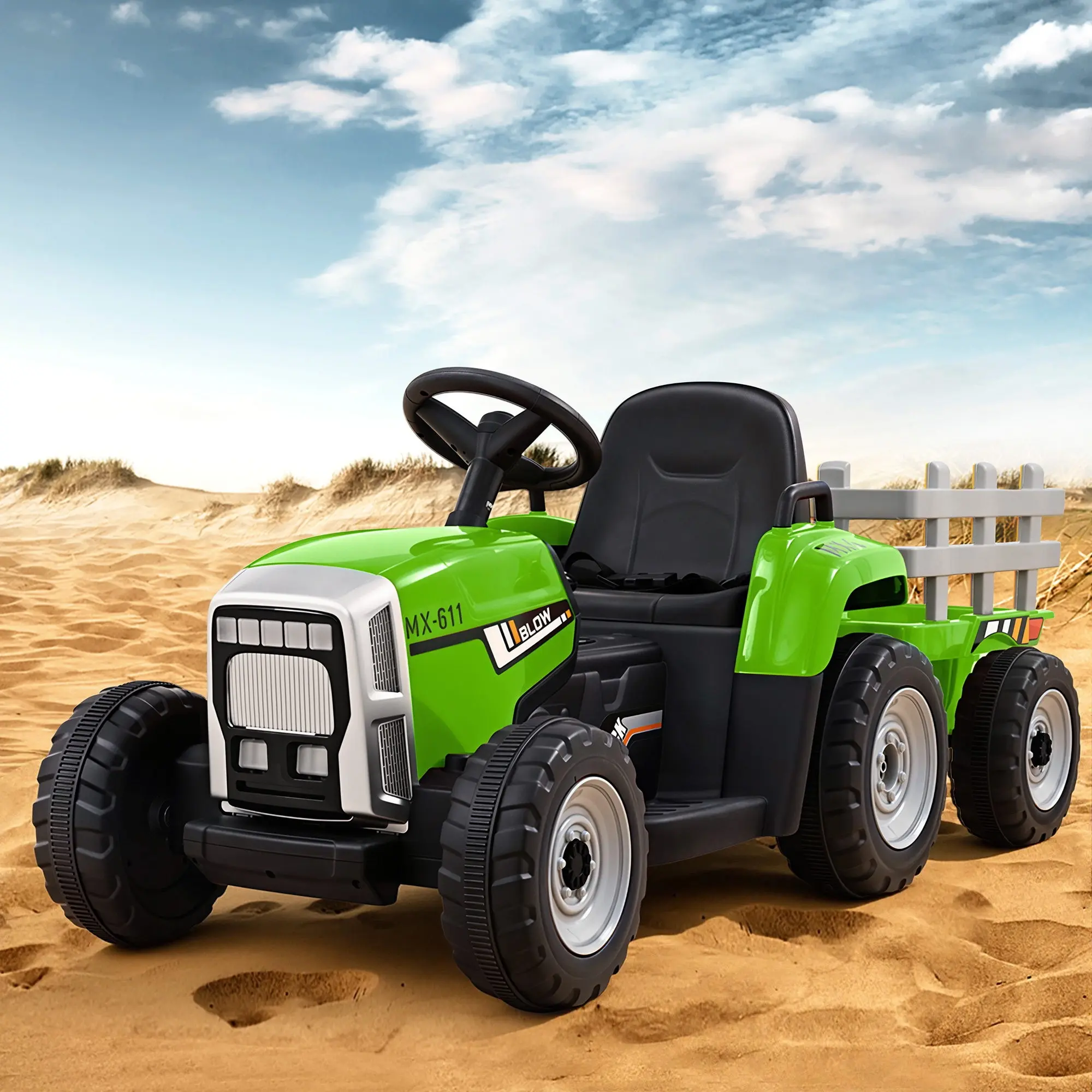 Rigo Kids Electric Ride On Car Tractor Toy Cars 12V Green - Up to 70% off Toy Sale