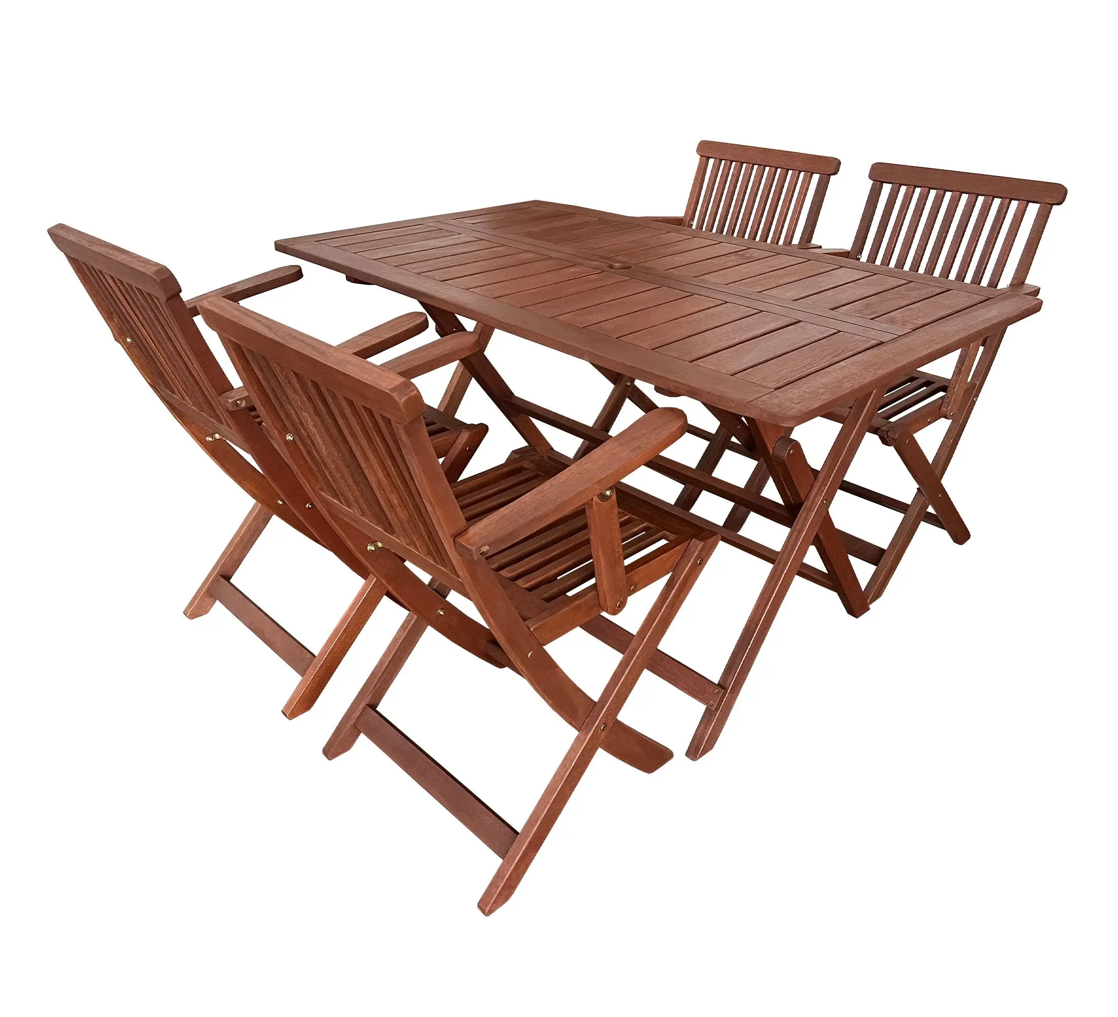 Island Rectangular Folding Table and Armchairs Setting 5pc - Furniture