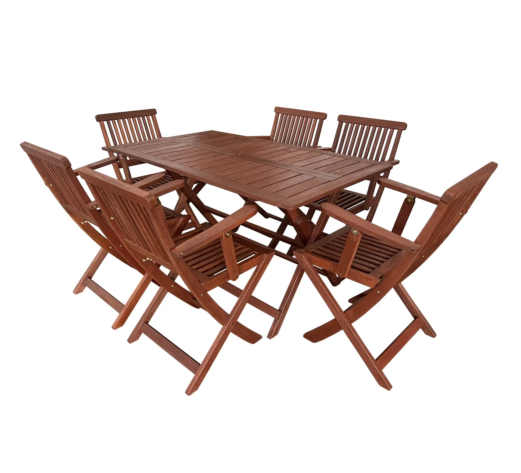 Island Rectangular Folding Table and Armchairs Setting 7pc - Furniture