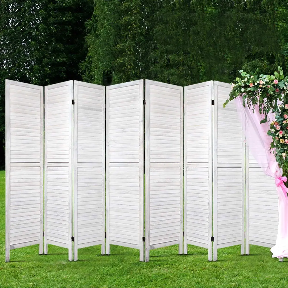 Artiss 8 Panel Room Divider Screen 326x170cm Louver White - Over 40% off Living Room Furniture