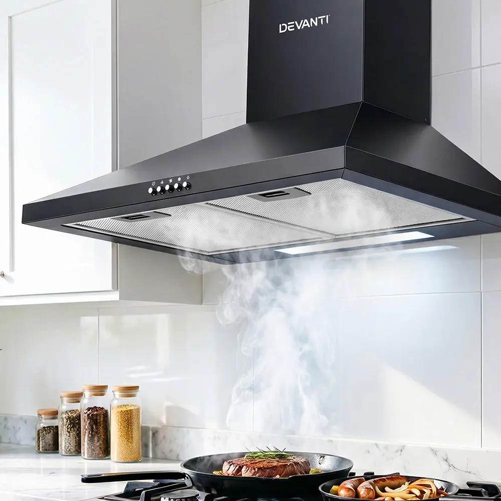 Devanti 600mm Range Hood 60cm Rangehood Black - Home & Garden