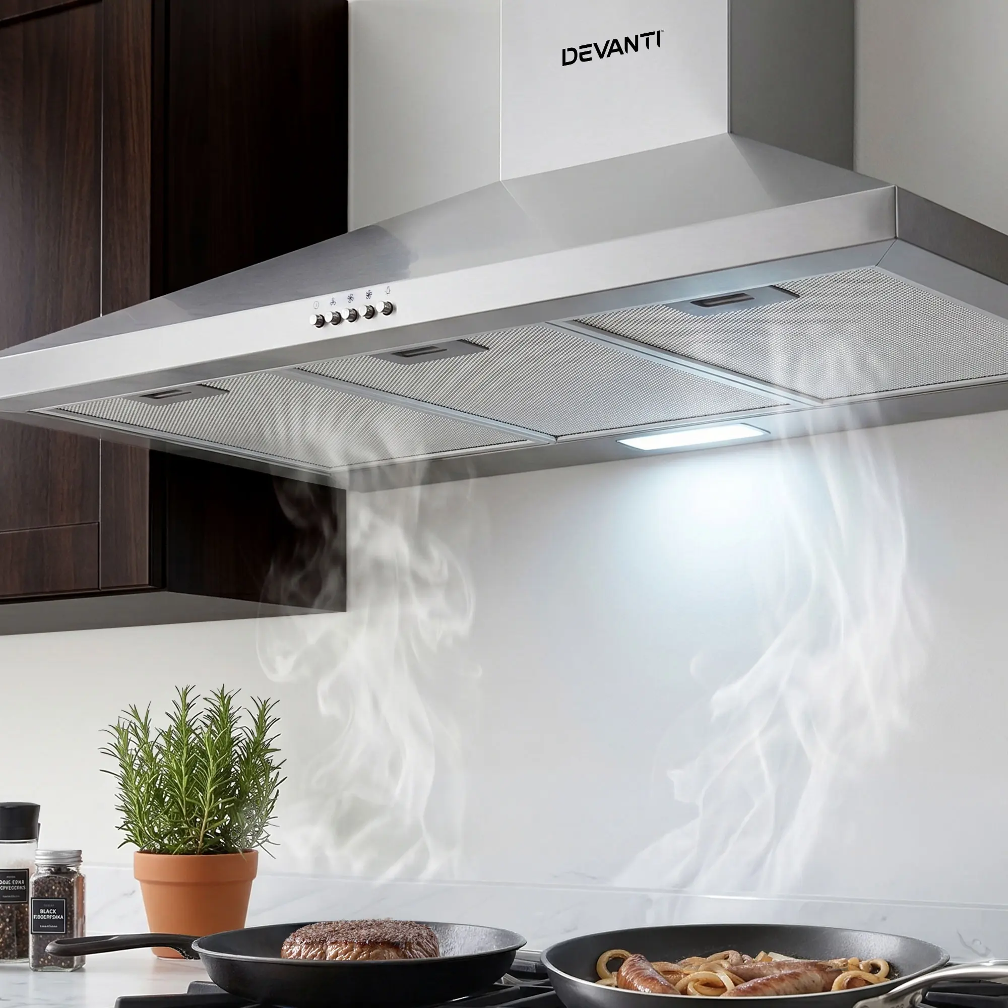 Devanti 900mm Range Hood 90cm Rangehood Stainless Steel RH-D-A17-