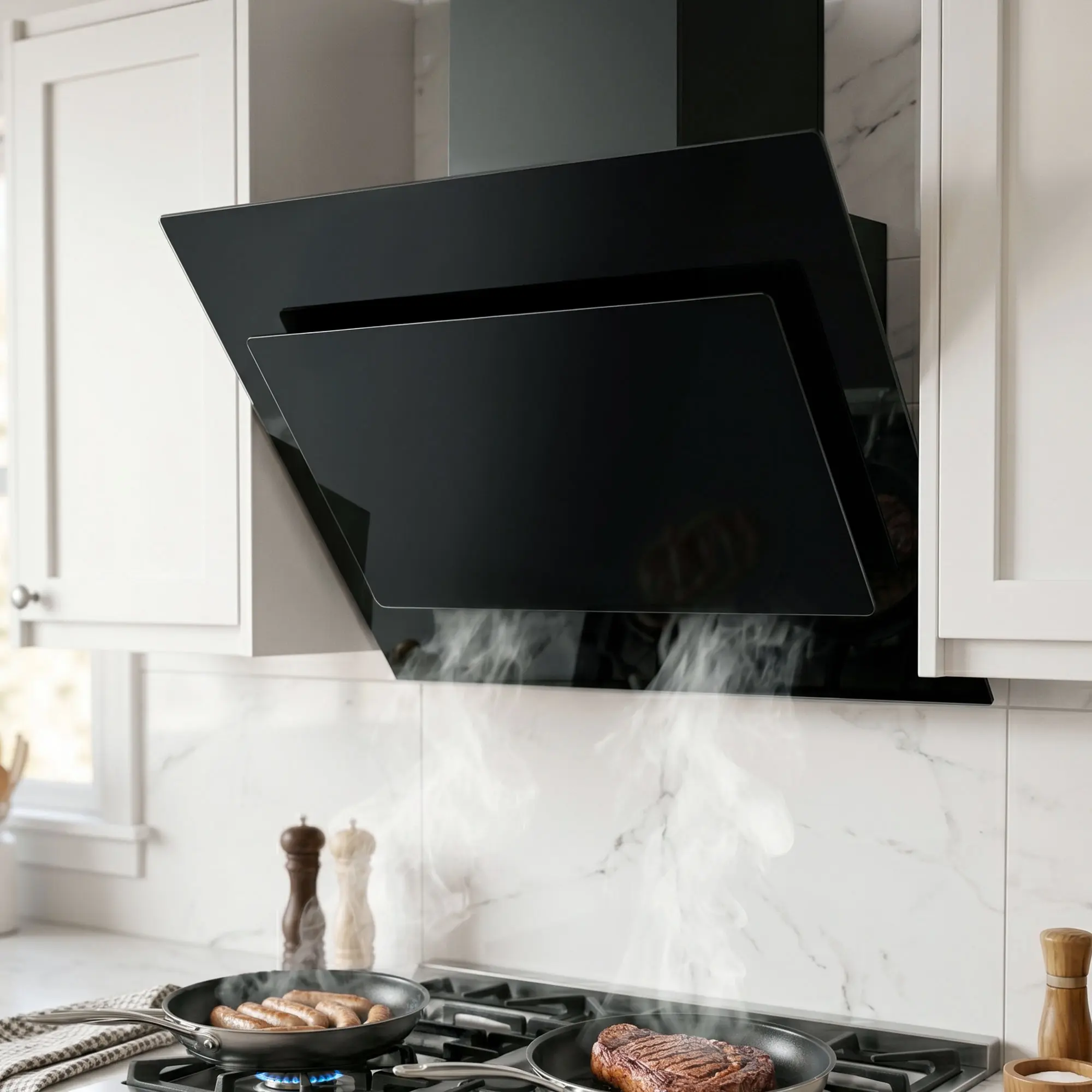 Devanti 900mm Range Hood 90cm Rangehood Glass Black - Home & Garden