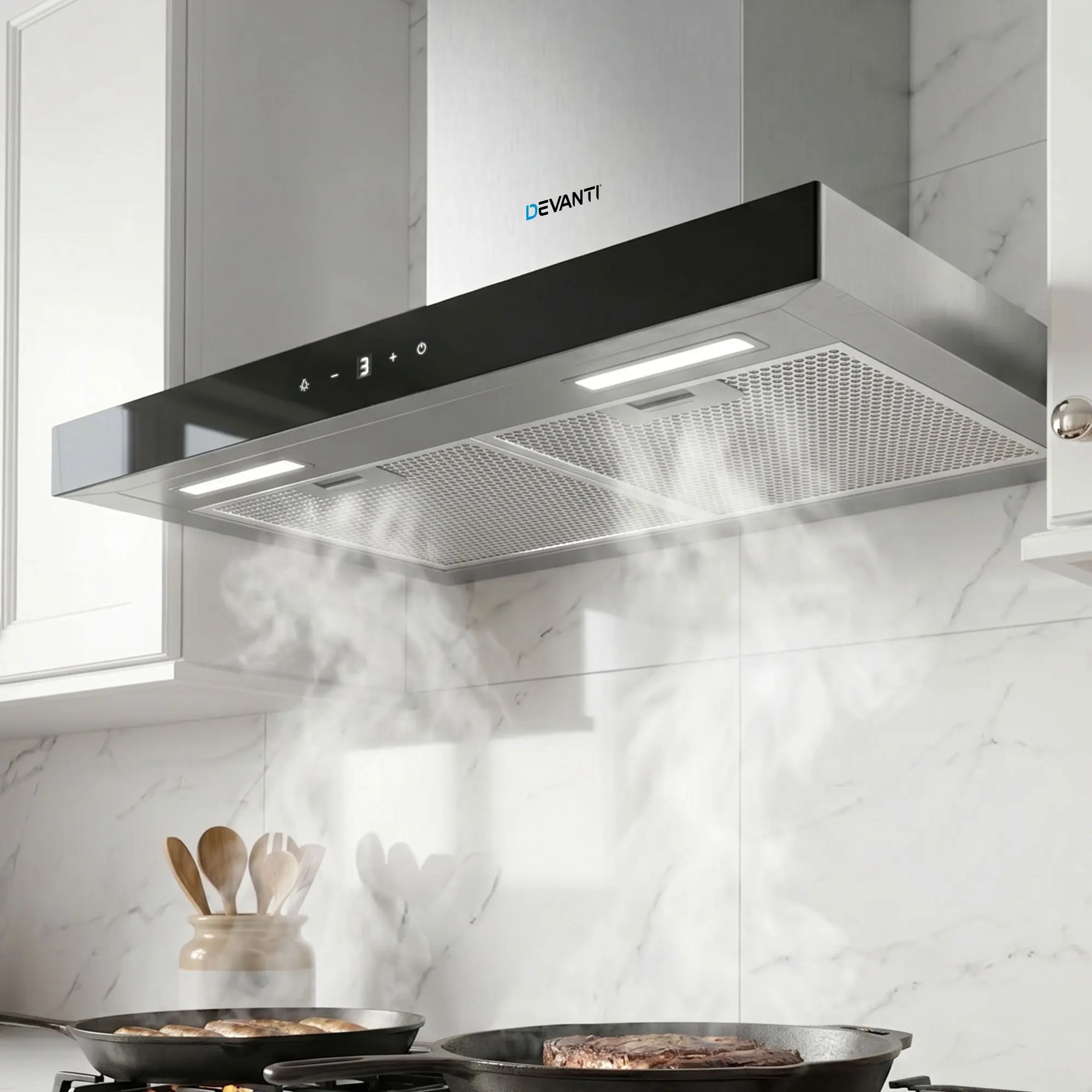 Devanti 600mm Range Hood 60cm Rangehood Glass Stainless Steel - Home & Garden