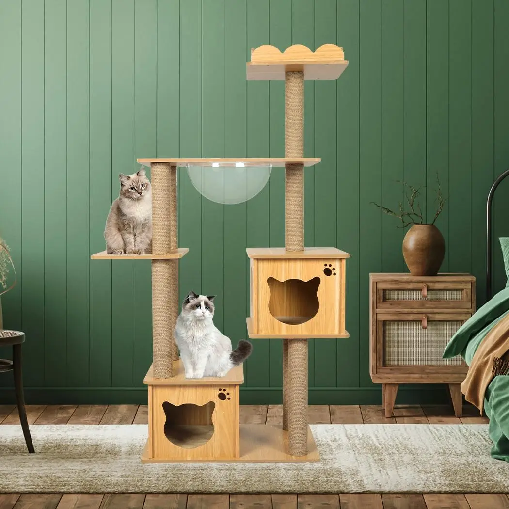 Pawz Cat Tree Scratching Post Scratcher Cats Tower Wood Condo Toys House 138cm - Pets