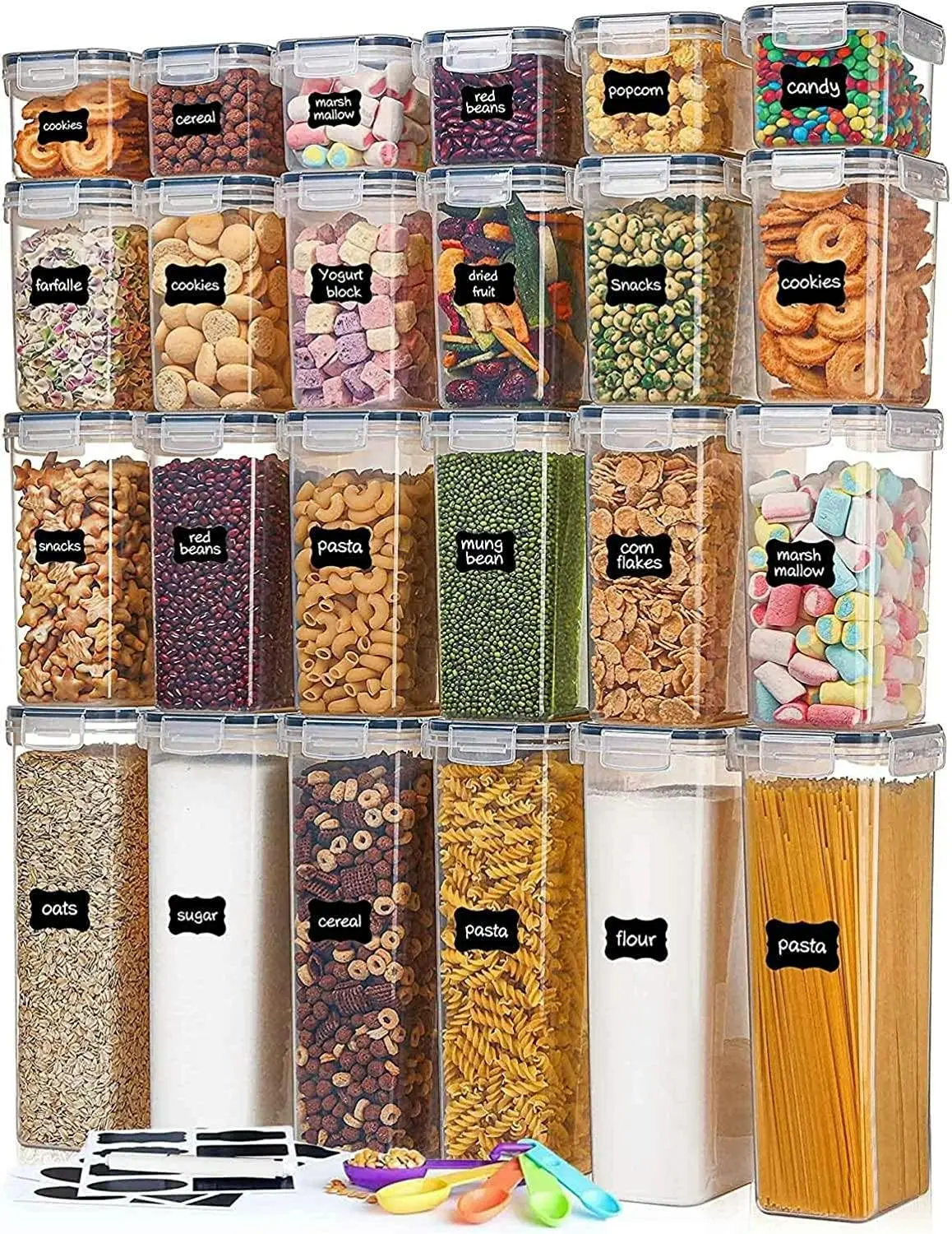 24 Pack Airtight Pantry Storage Containers Set for Kitchen Food Pantry Organization - Home & Garden