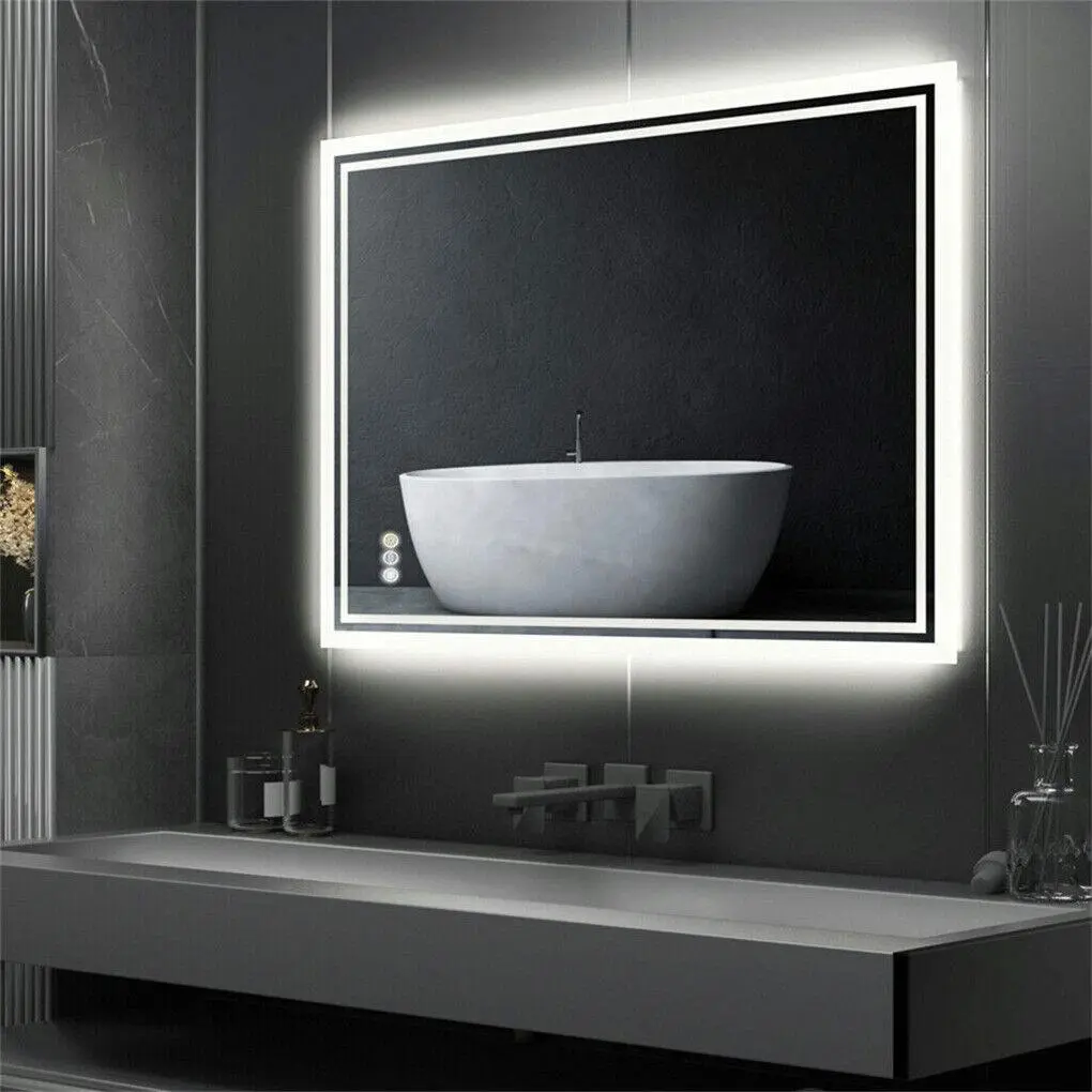 Fin Horizontal/Vertical Led Lighted Bathroom Mirror Backlit Illuminated Vanity Mirro - Home & Garden