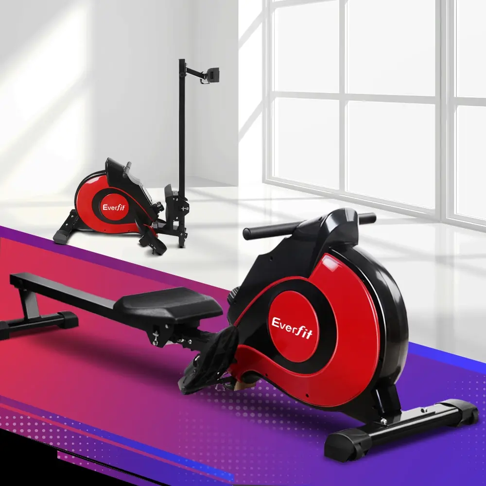 Everfit Rowing Machine Rower Magnetic Resistance Exercise Gym Home Cardio Red - Sports & Outdoor