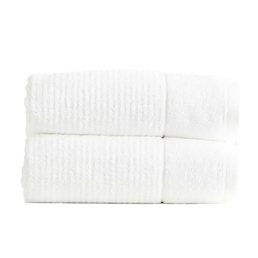 2PK Renee Taylor 650GSM Cambridge 80x160cm Bath Sheet Textured Cotton Towel Snow - Home & Garden