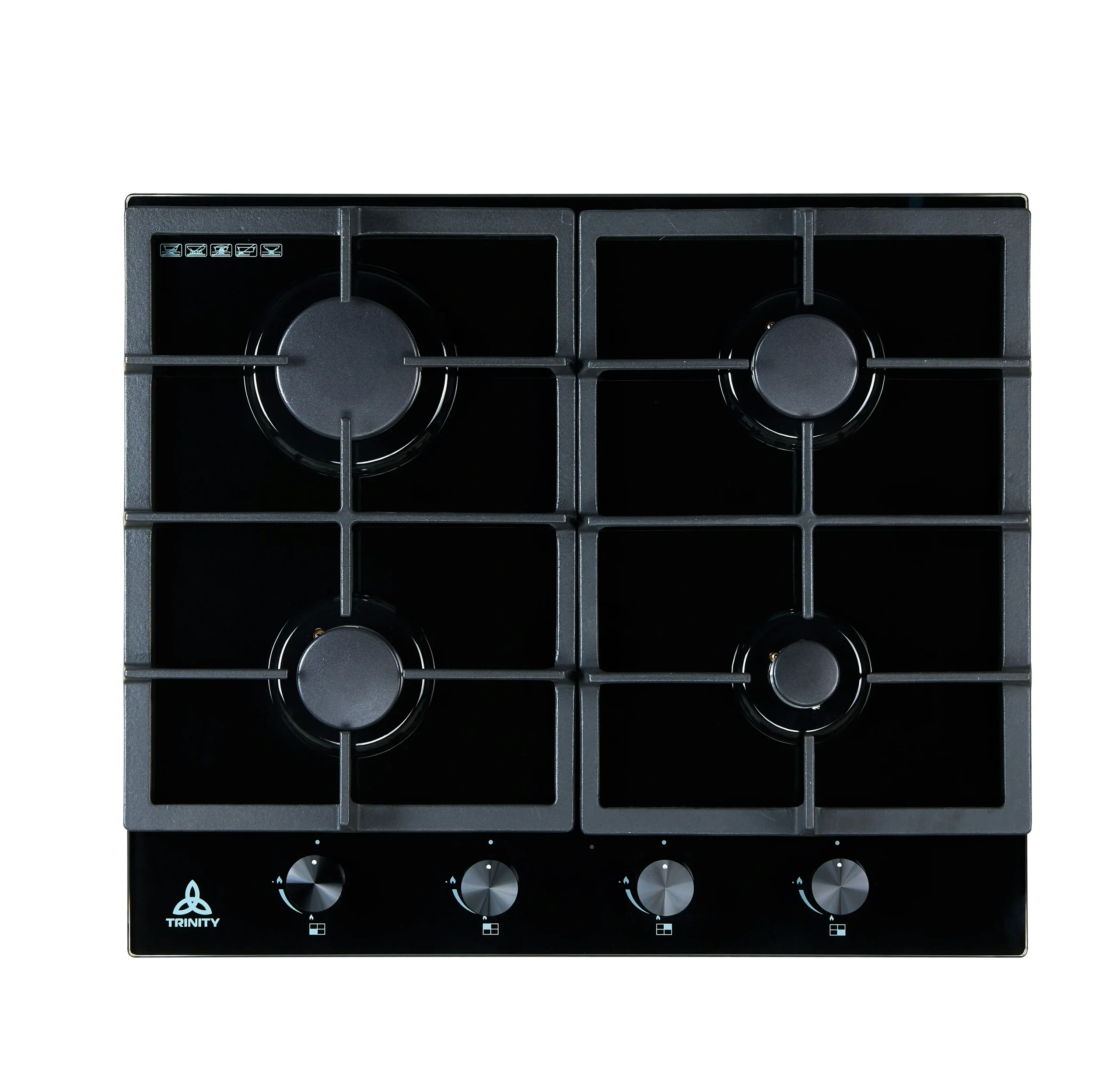 Trinity 60cm 4 Burner Gas Black Glass Cooktop - Home & Garden
